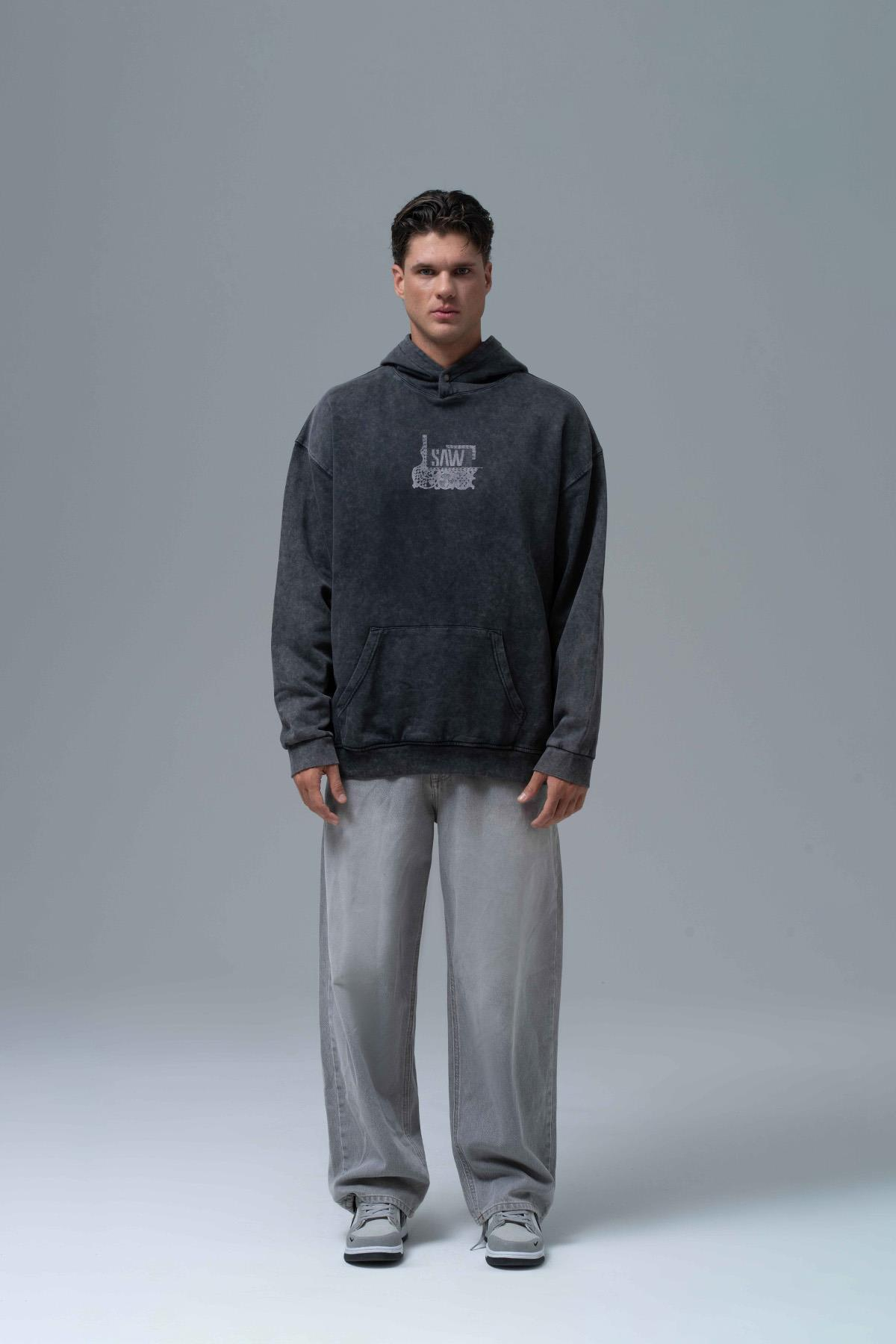 Breathe & Live Oversize Hoodie Erkek Siyah