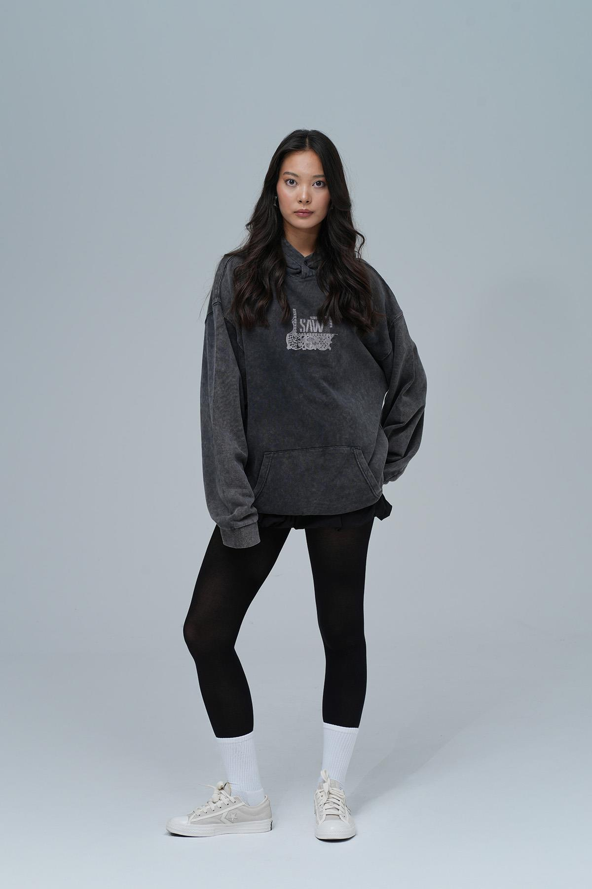 Breathe & Live Oversize Sweatshirt Kadın Siyah