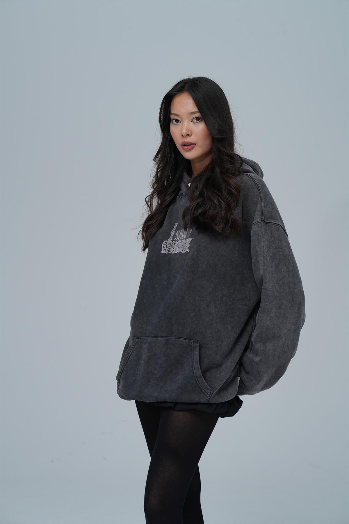 Breathe & Live Oversize Sweatshirt Kadın Siyah