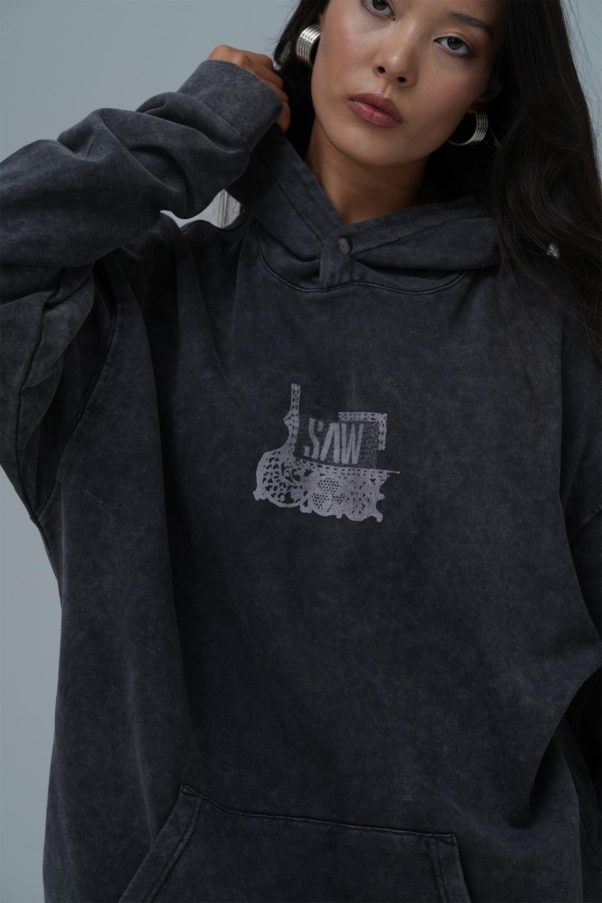 Breathe & Live Oversize Sweatshirt Kadın Siyah