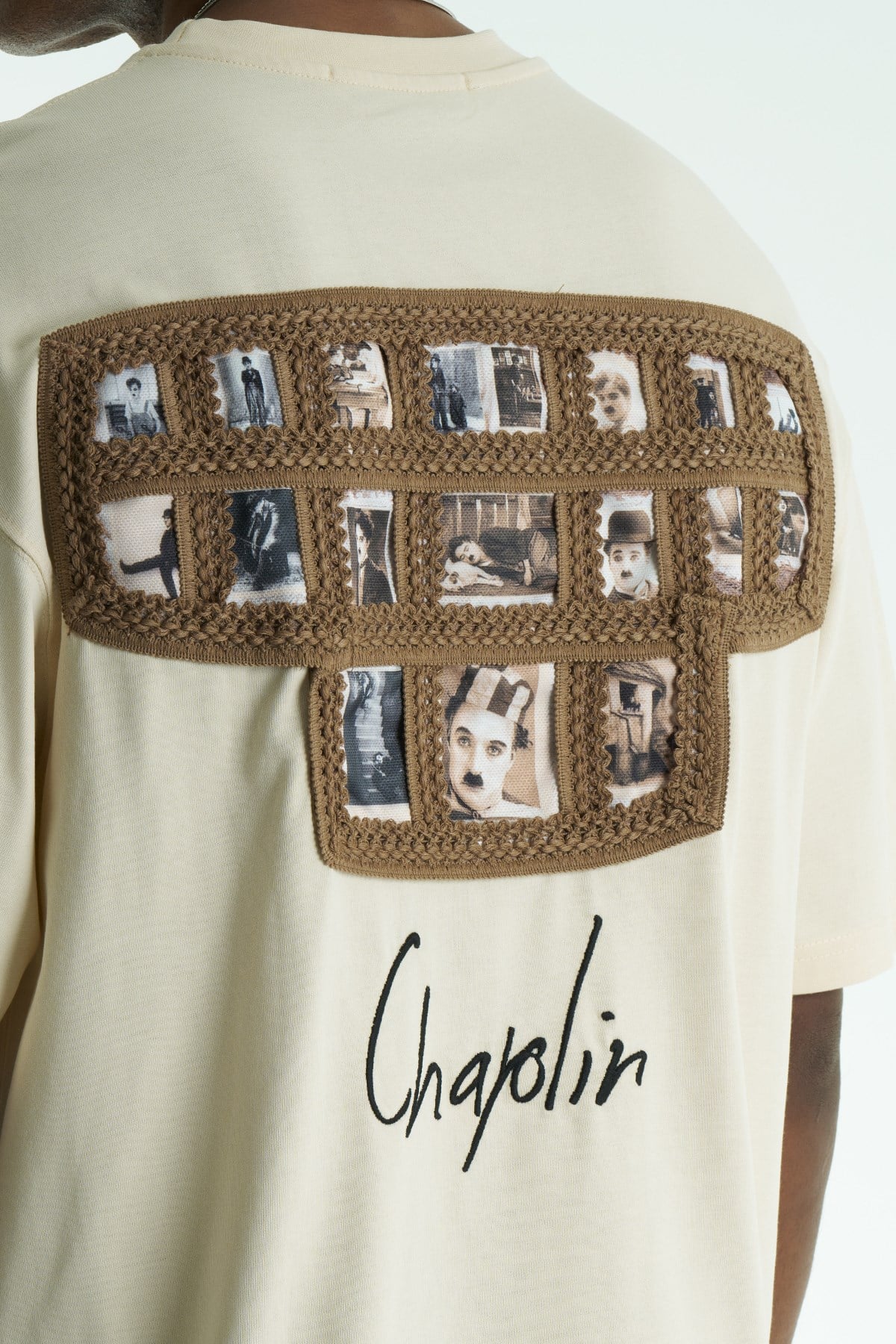 Chaplin Cinema Oversize Erkek Tişört Stone