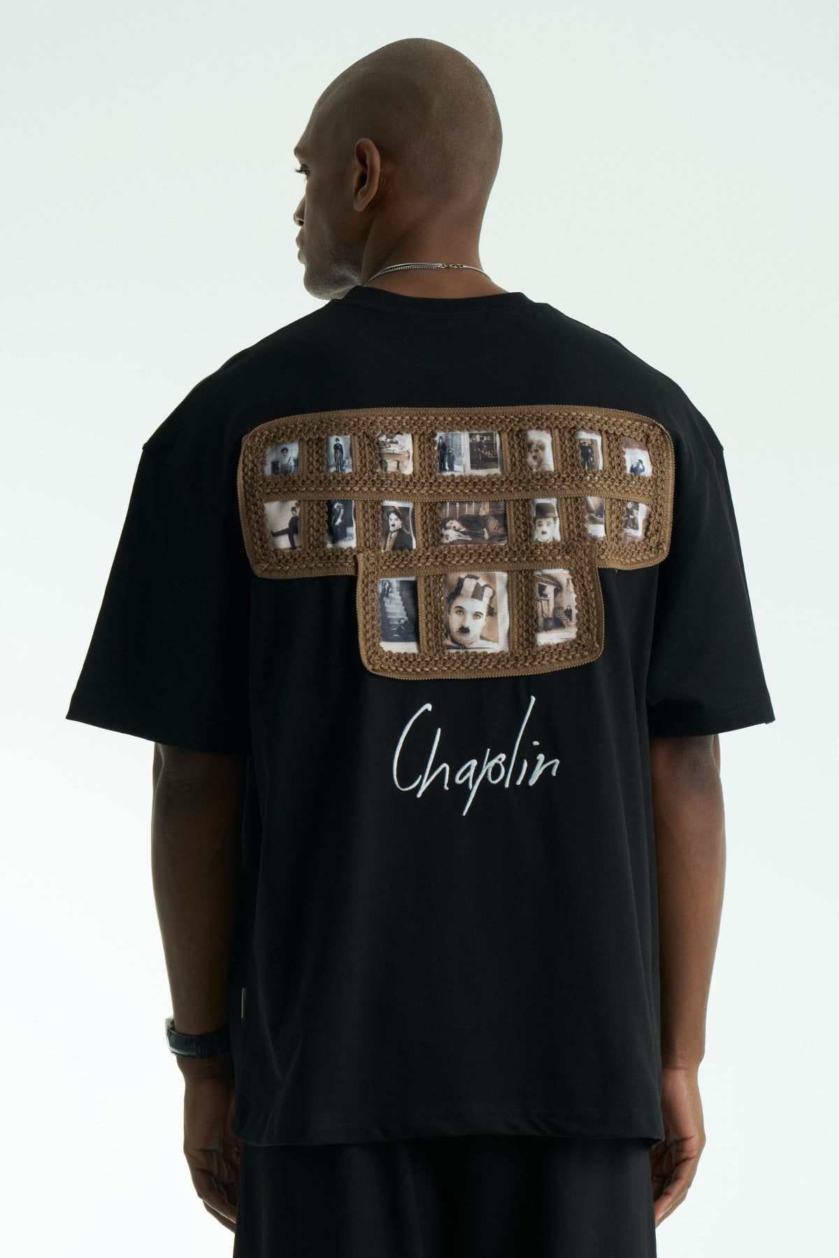 Chaplin Cinema Oversize Erkek Tişört Siyah