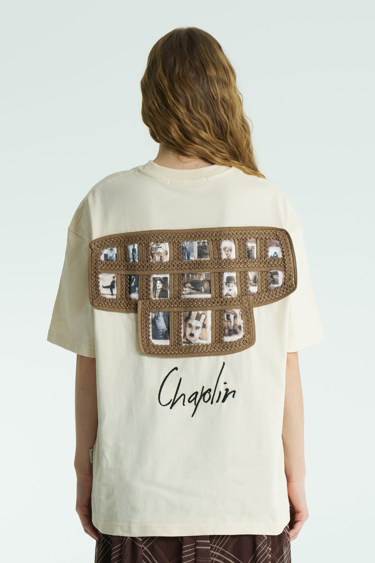 Chaplin Cinema Oversize Kadın Tişört Stone