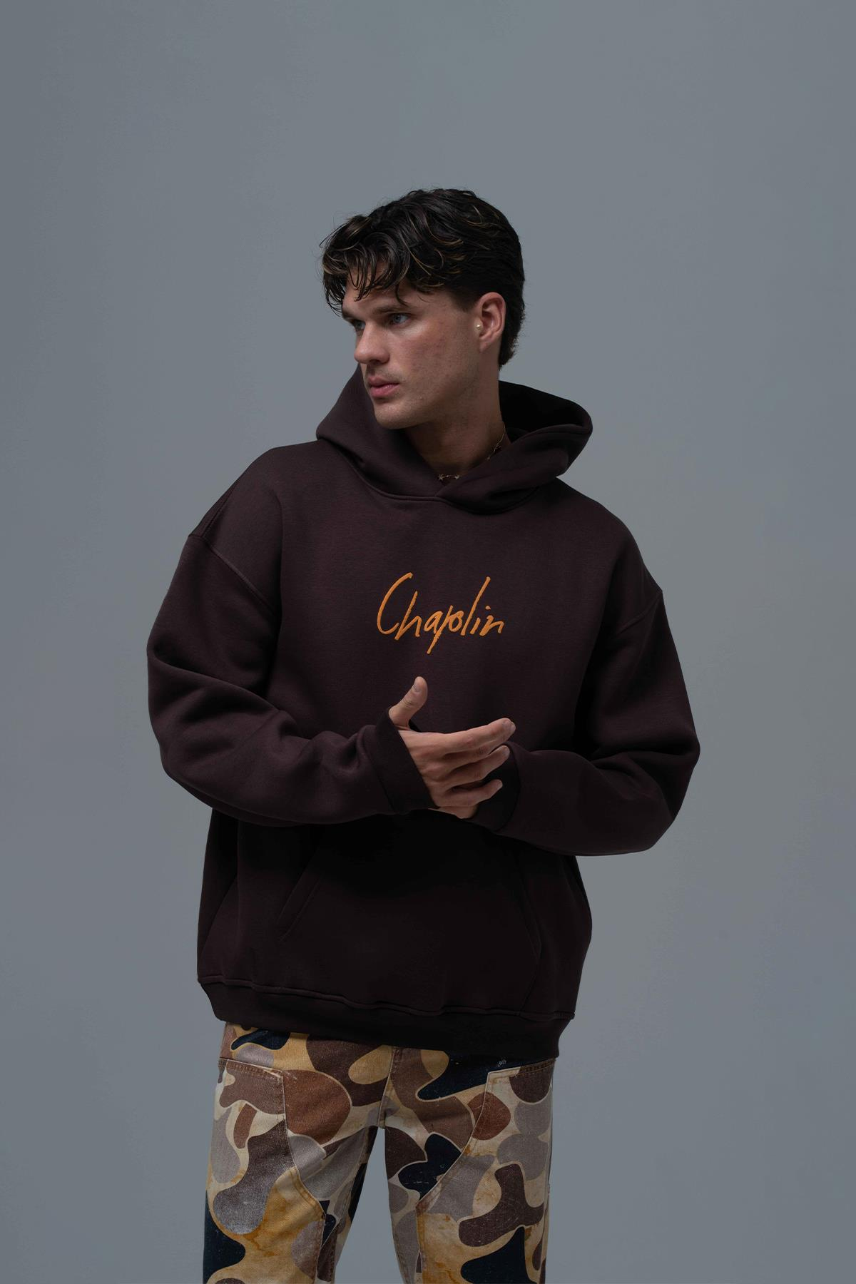 Chaplin Oversize Sweatshirt Erkek Kahverengi