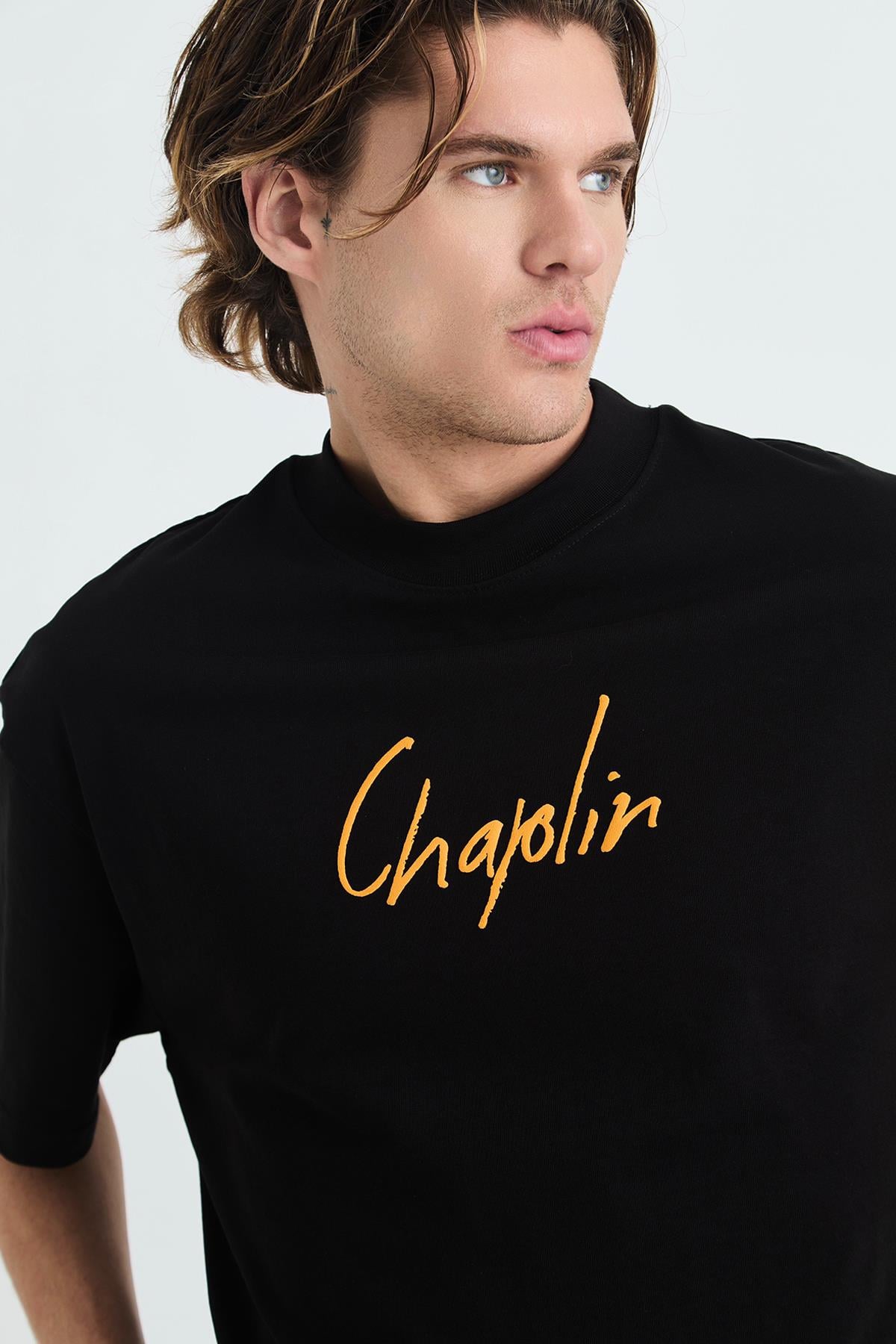 Chaplin Oversize Tişört Erkek Siyah