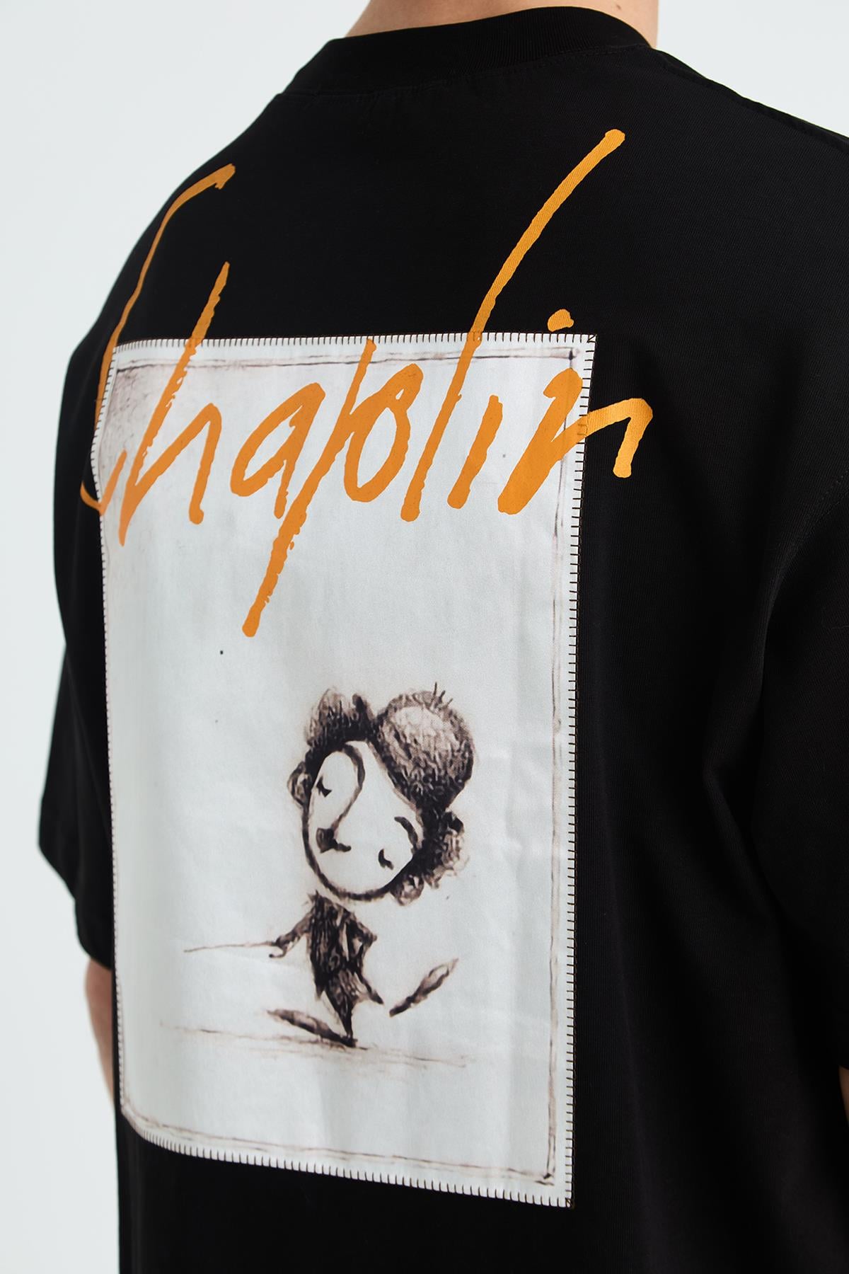 Chaplin Oversize Tişört Erkek Siyah