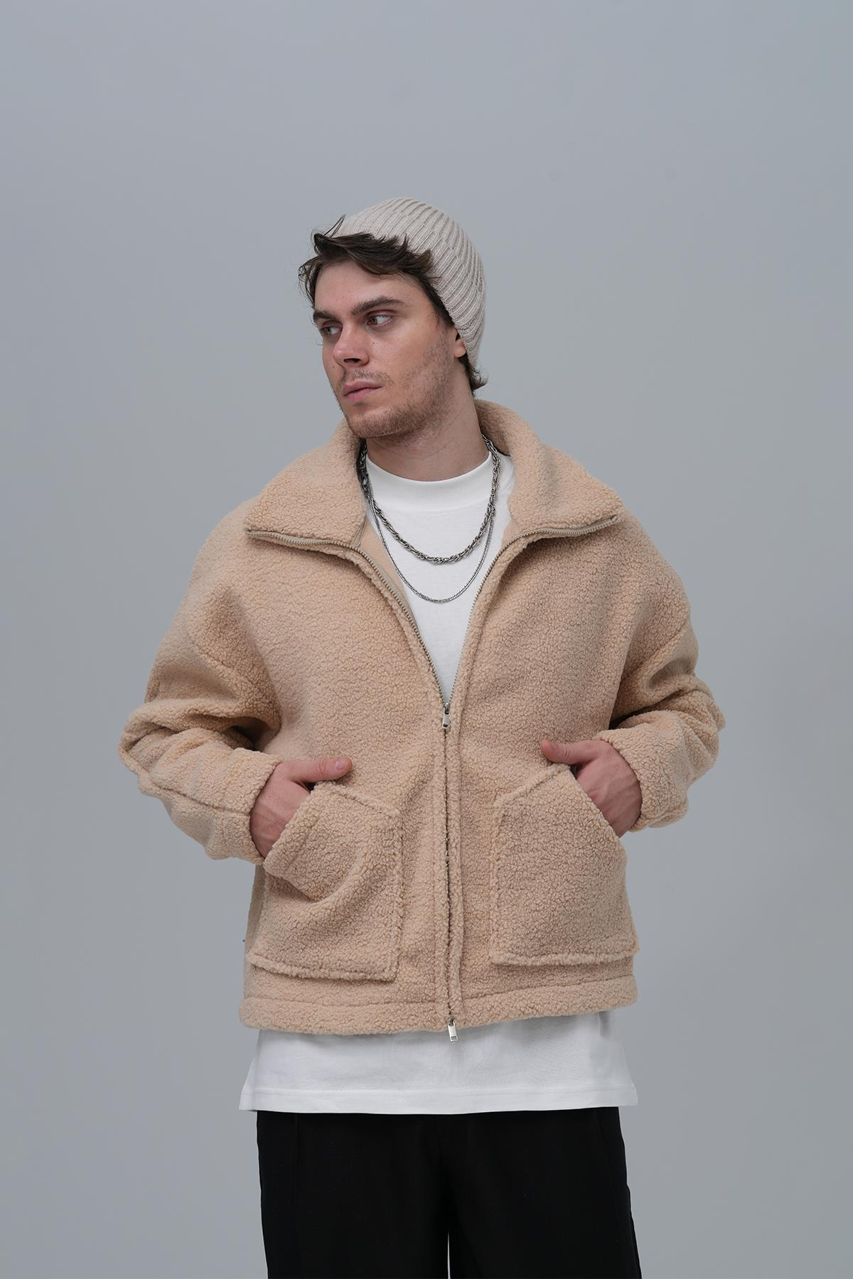 Classic Haven Oversize Welsoft Ceket Erkek Açık Bej