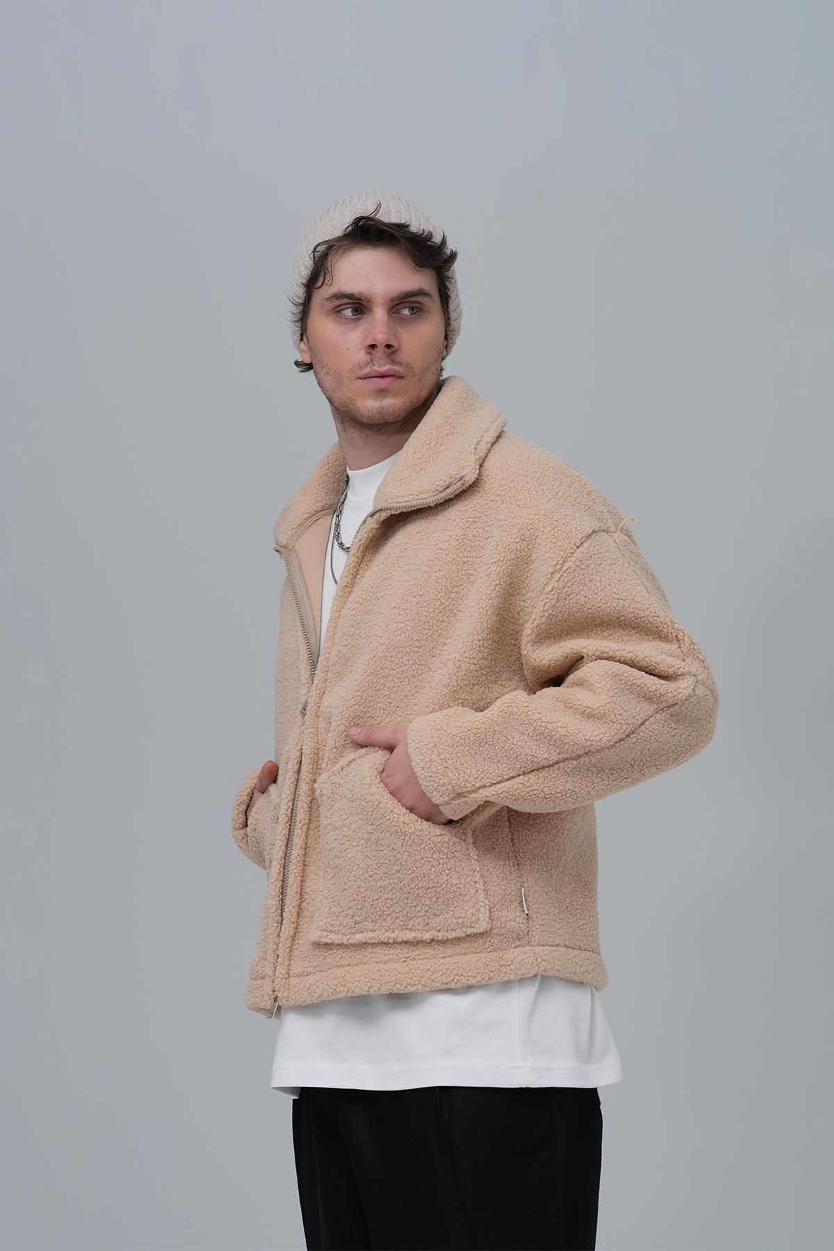 Classic Haven Oversize Welsoft Ceket Erkek Açık Bej