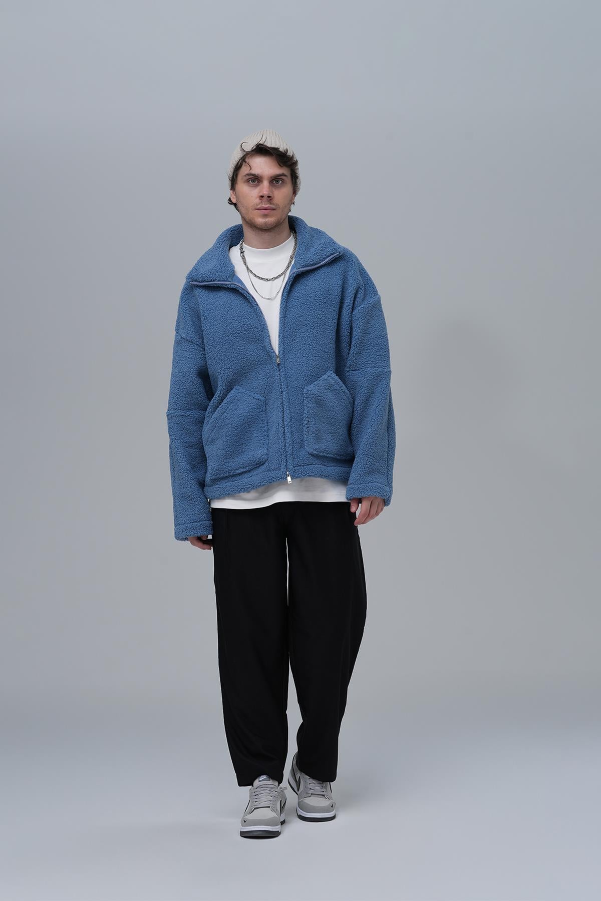Classic Haven Oversize Welsoft Ceket Erkek Mavi
