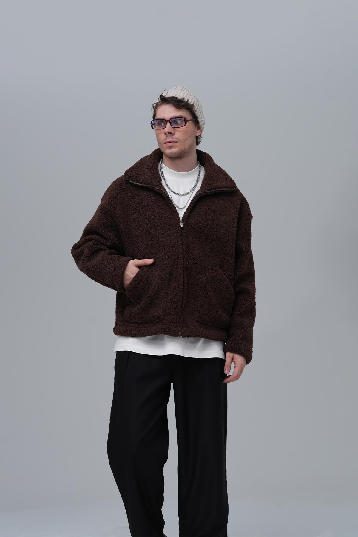 Classic Haven Oversize Welsoft Ceket Erkek Kahverengi