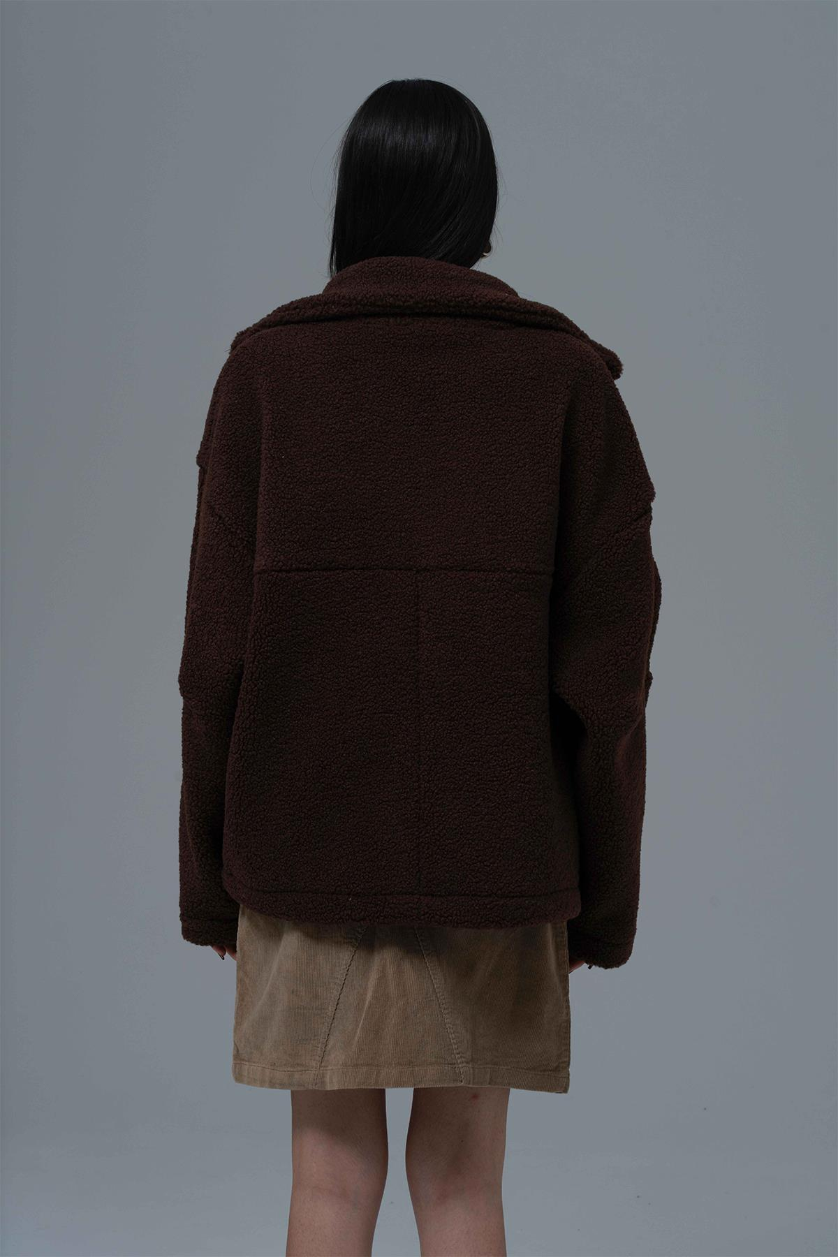 Classic Haven Oversize Welsoft Ceket Kadın Kahverengi