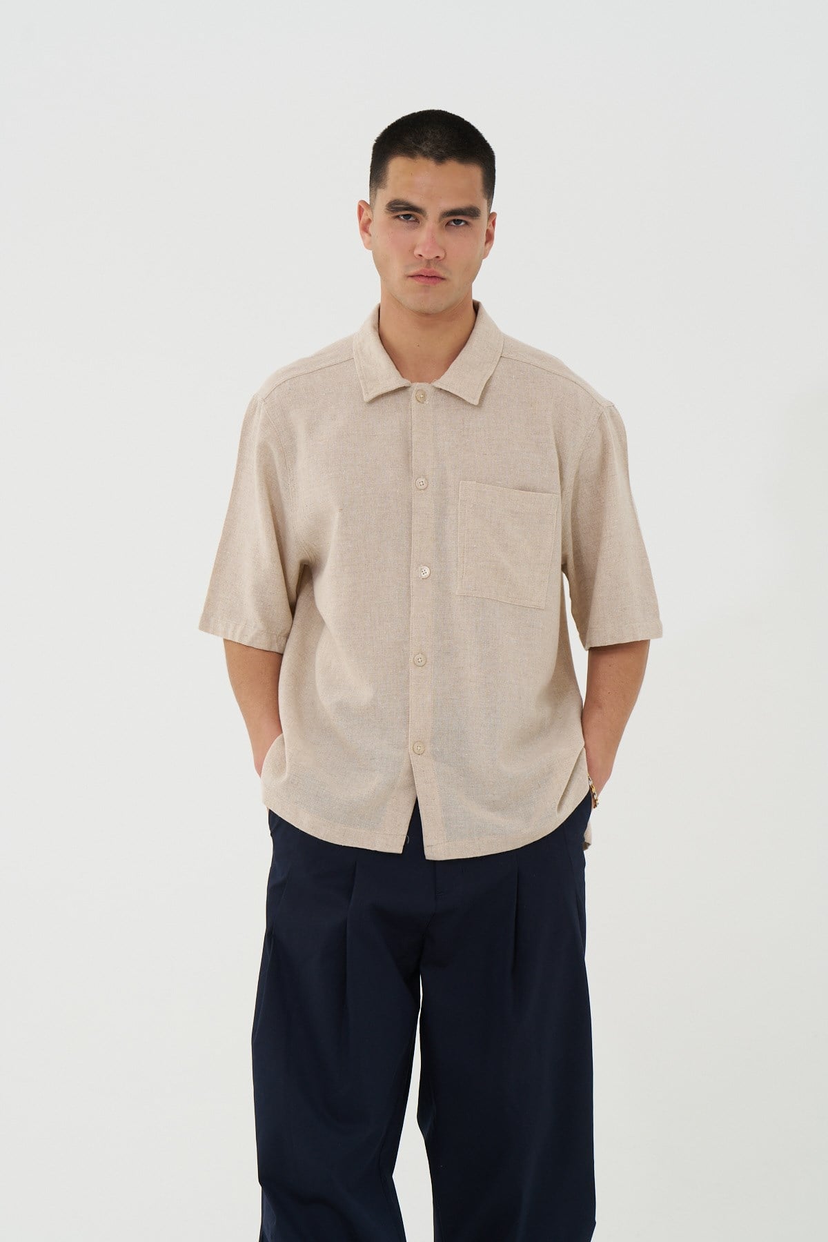 Core Regular Fit Erkek Gömlek Bej