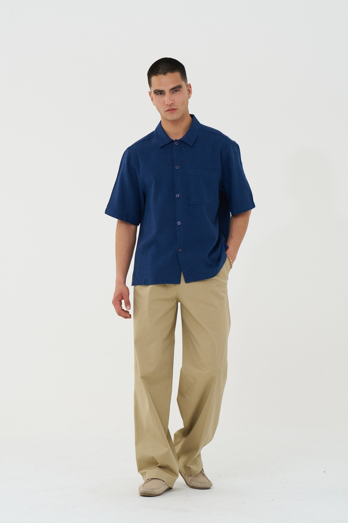 Core Regular Fit Erkek Gömlek İndigo