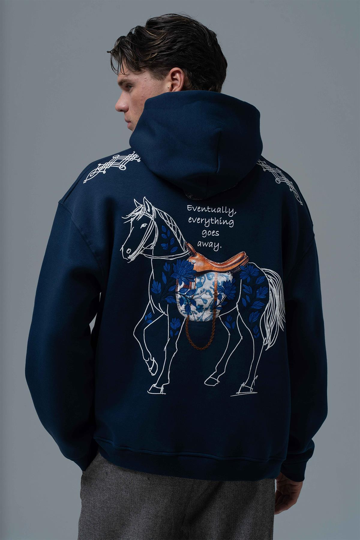 Design Story Fading Echoes Oversize Sweatshirt Erkek İndigo