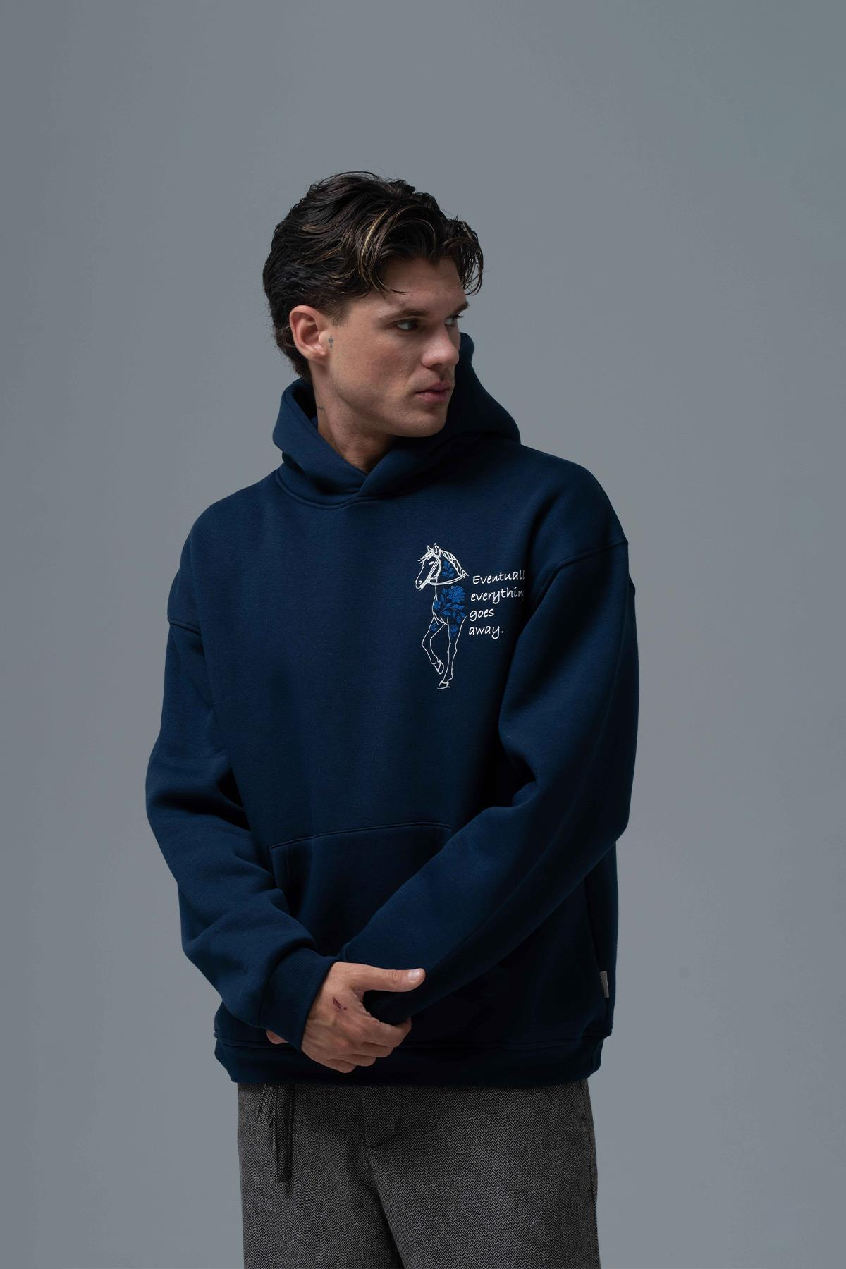Design Story Fading Echoes Oversize Sweatshirt Erkek İndigo