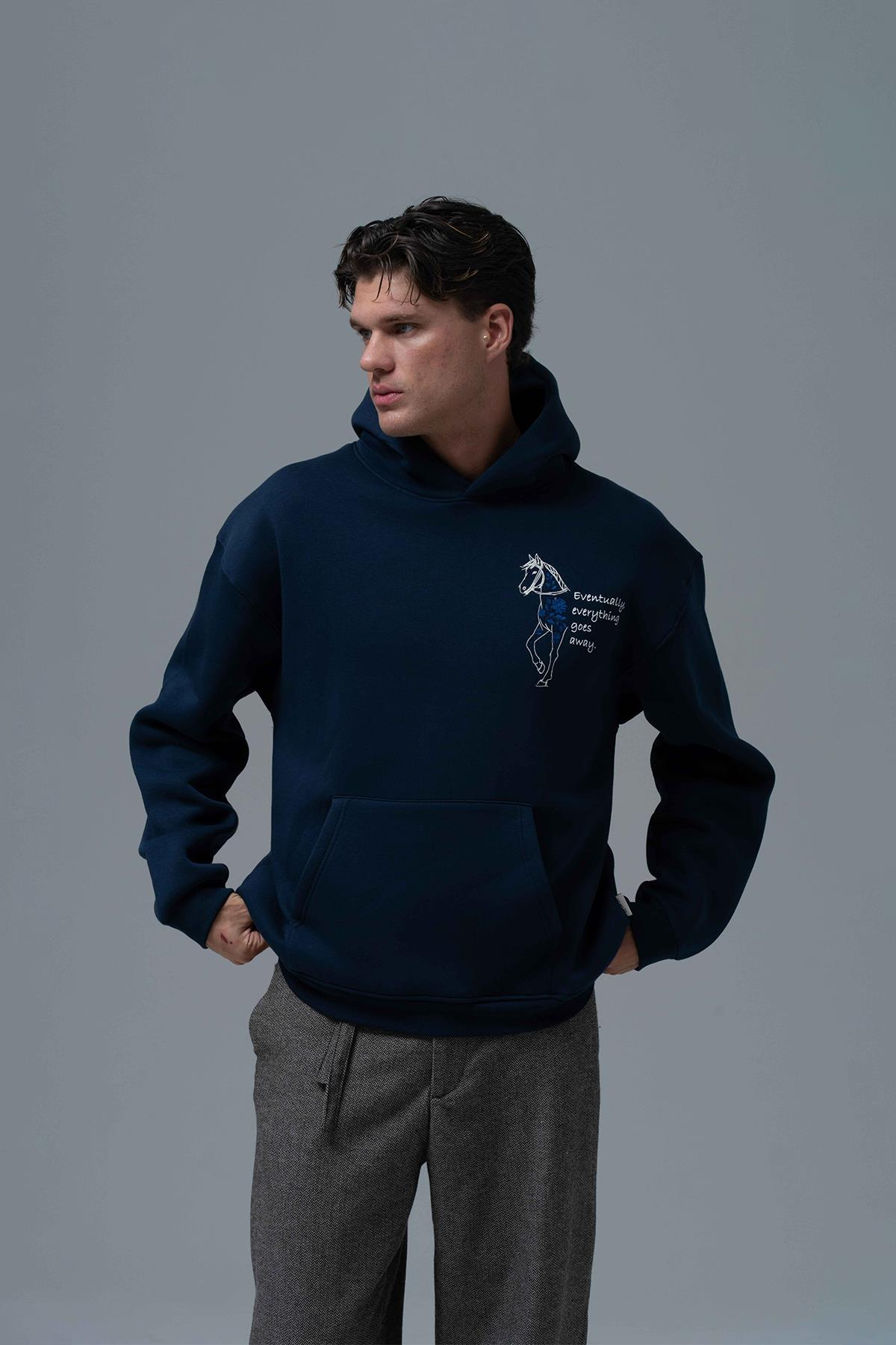 Design Story Fading Echoes Oversize Sweatshirt Erkek İndigo
