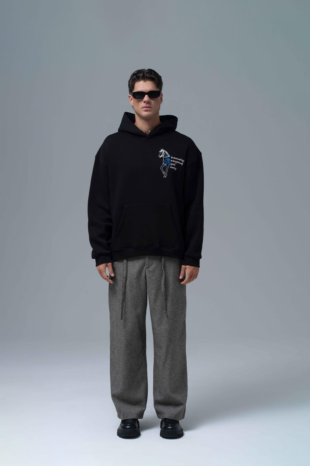Design Story Fading Echoes Oversize Sweatshirt Erkek Siyah