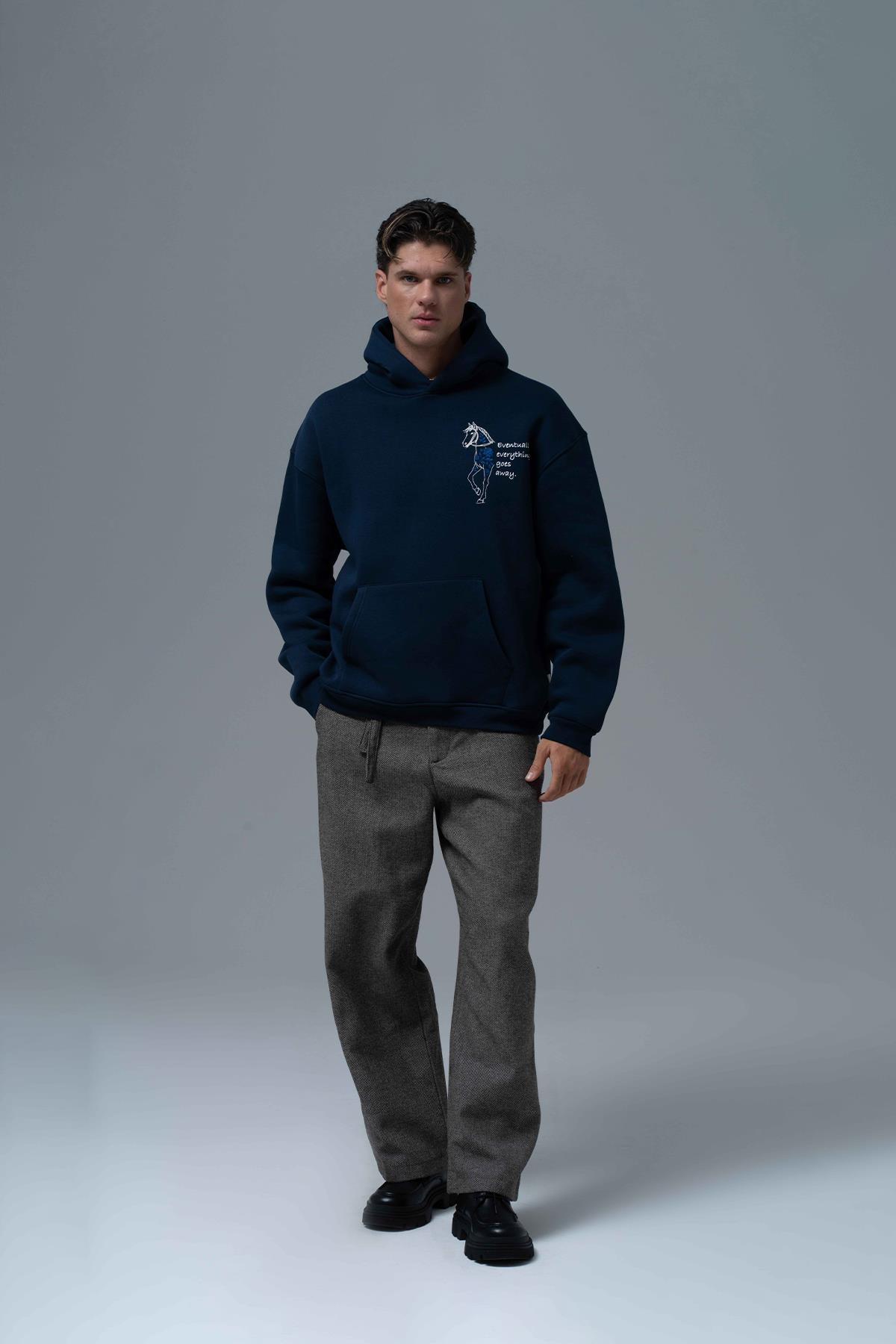 Design Story Fading Echoes Oversize Sweatshirt Erkek İndigo
