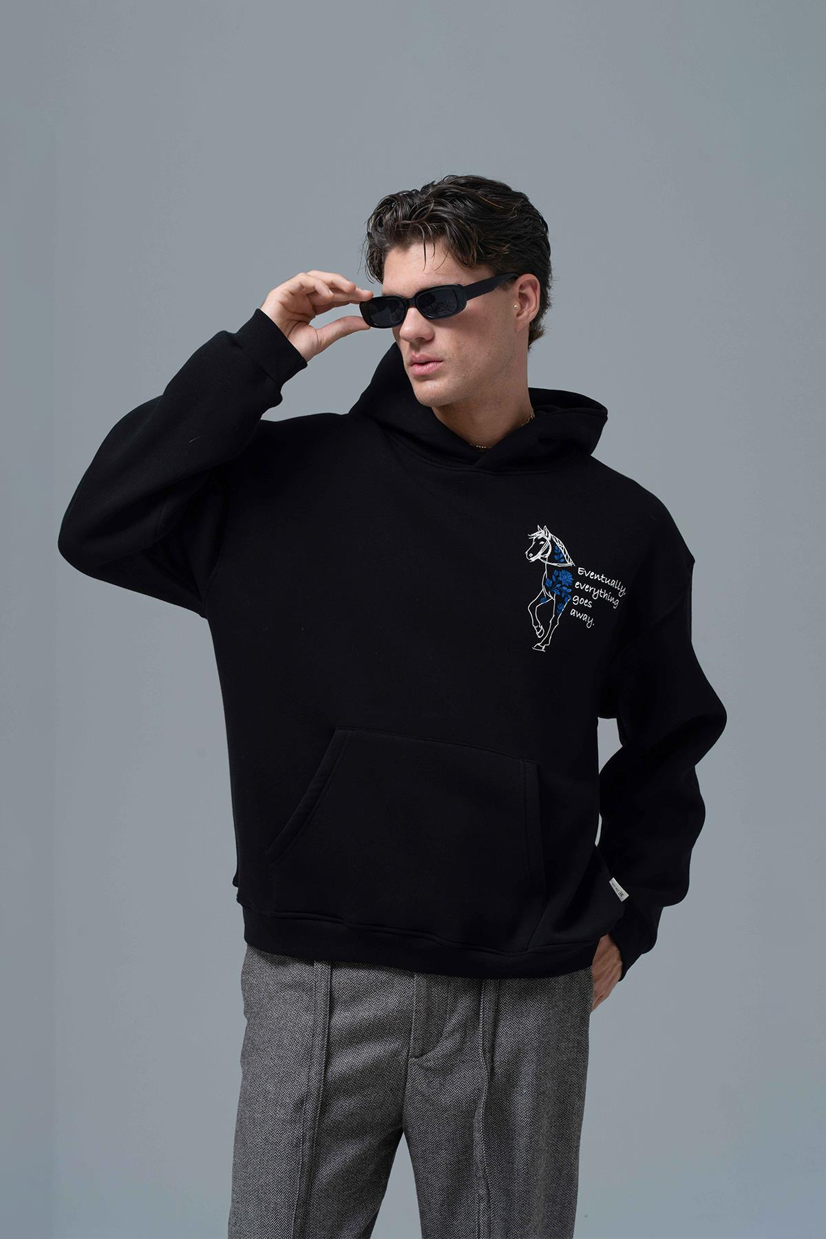Design Story Fading Echoes Oversize Sweatshirt Erkek Siyah