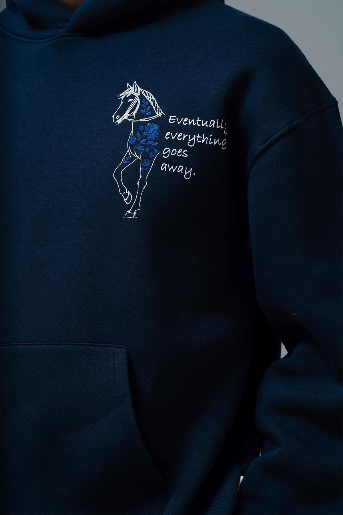 Design Story Fading Echoes Oversize Sweatshirt Erkek İndigo