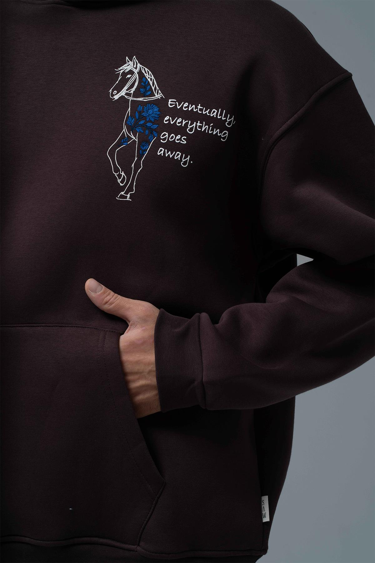 Design Story Fading Echoes Oversize Sweatshirt Erkek Kahverengi