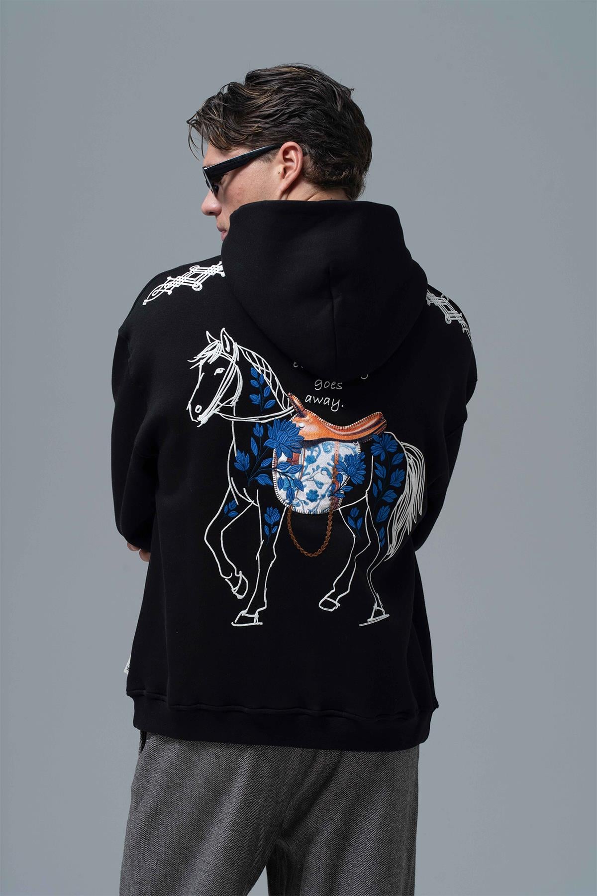 Design Story Fading Echoes Oversize Sweatshirt Erkek Siyah