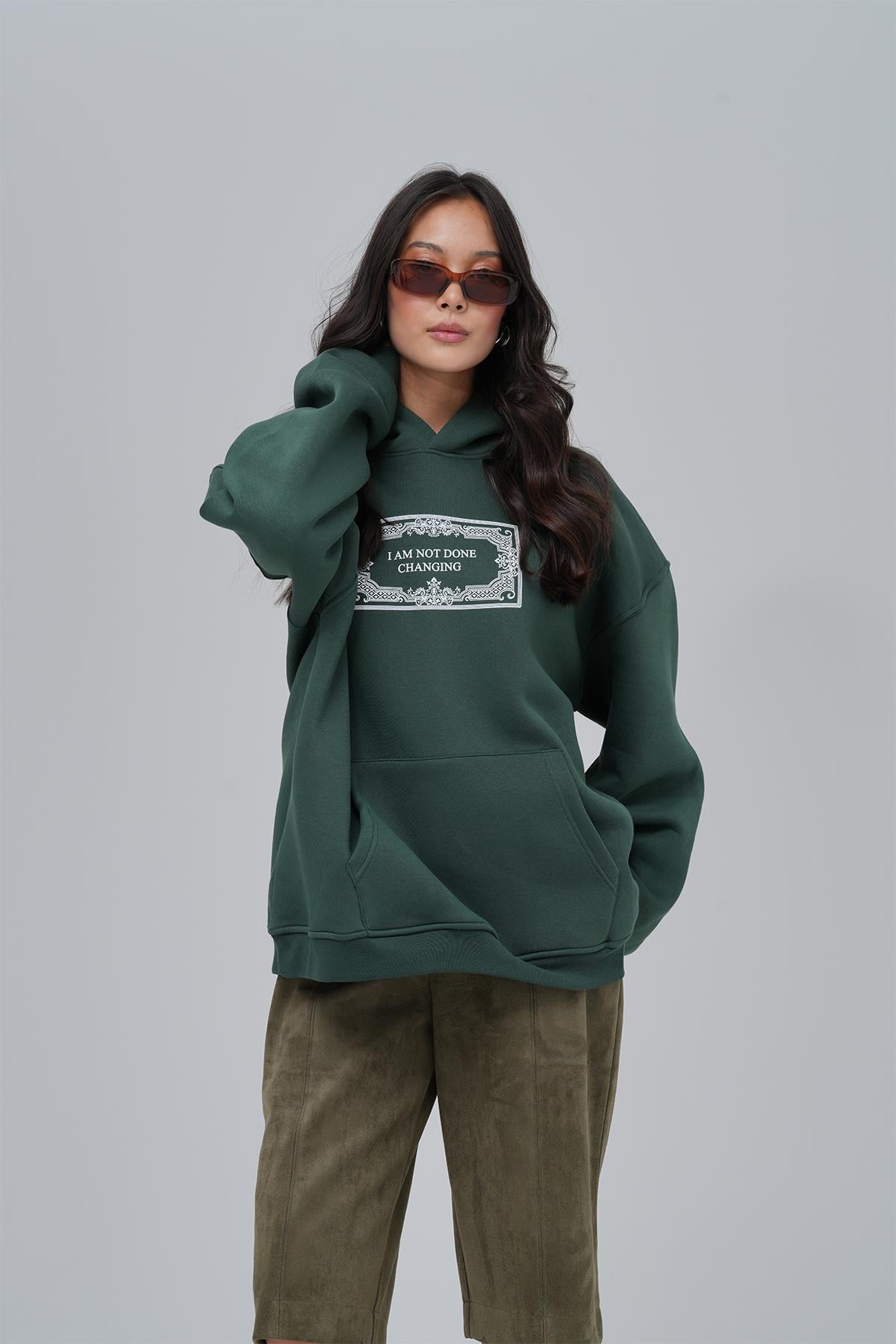 Endless Metamorphosis Oversize Sweatshirt Kadın Yeşil