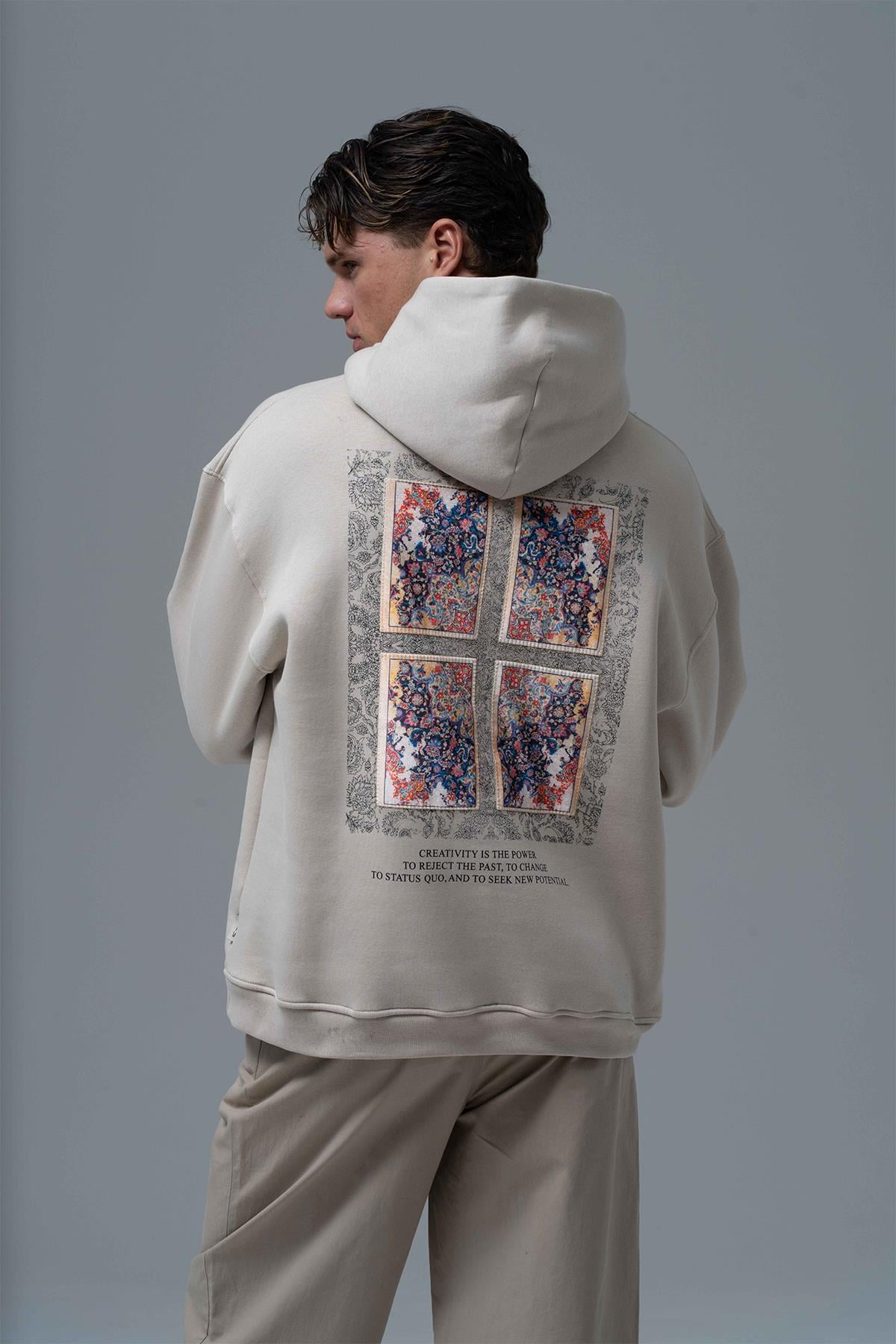 Endless Metamorphosis Oversize Sweatshirt Erkek Ekru