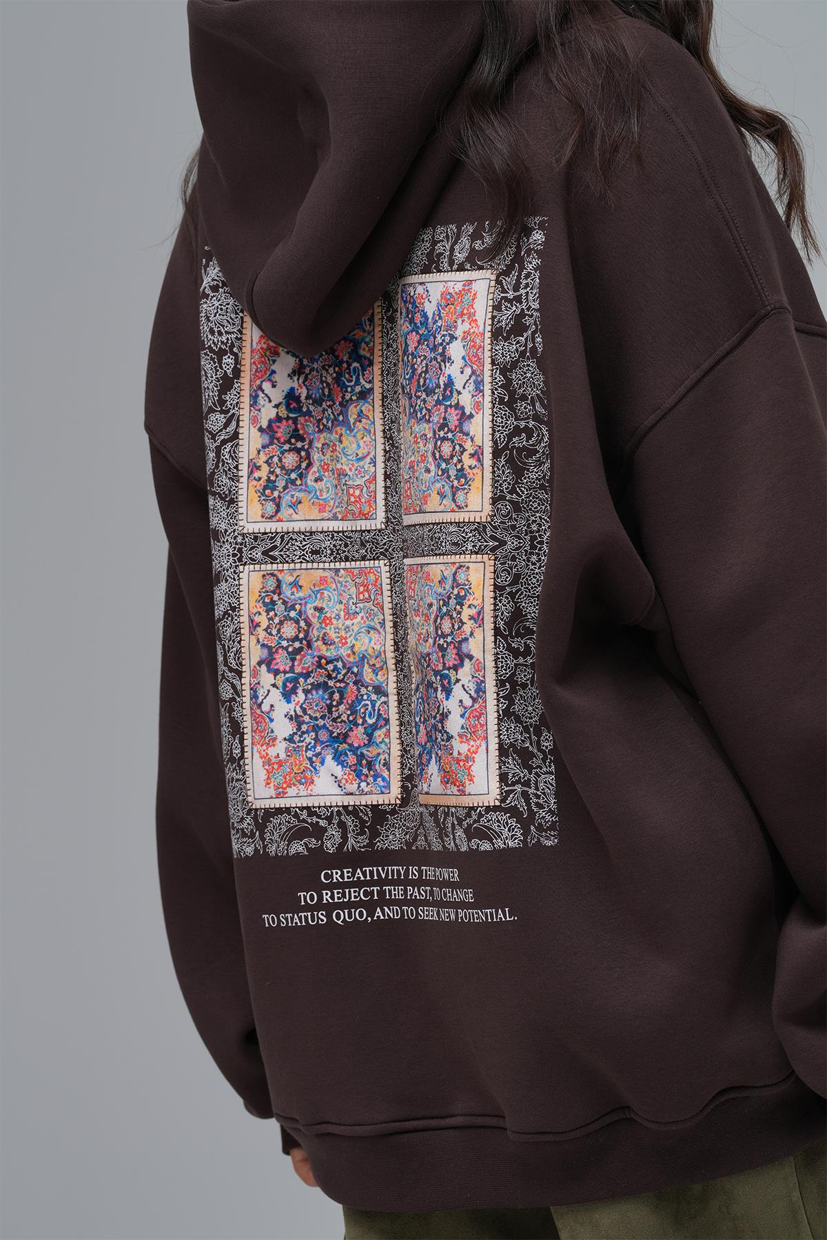 Endless Metamorphosis Oversize Sweatshirt Kadın Kahverengi