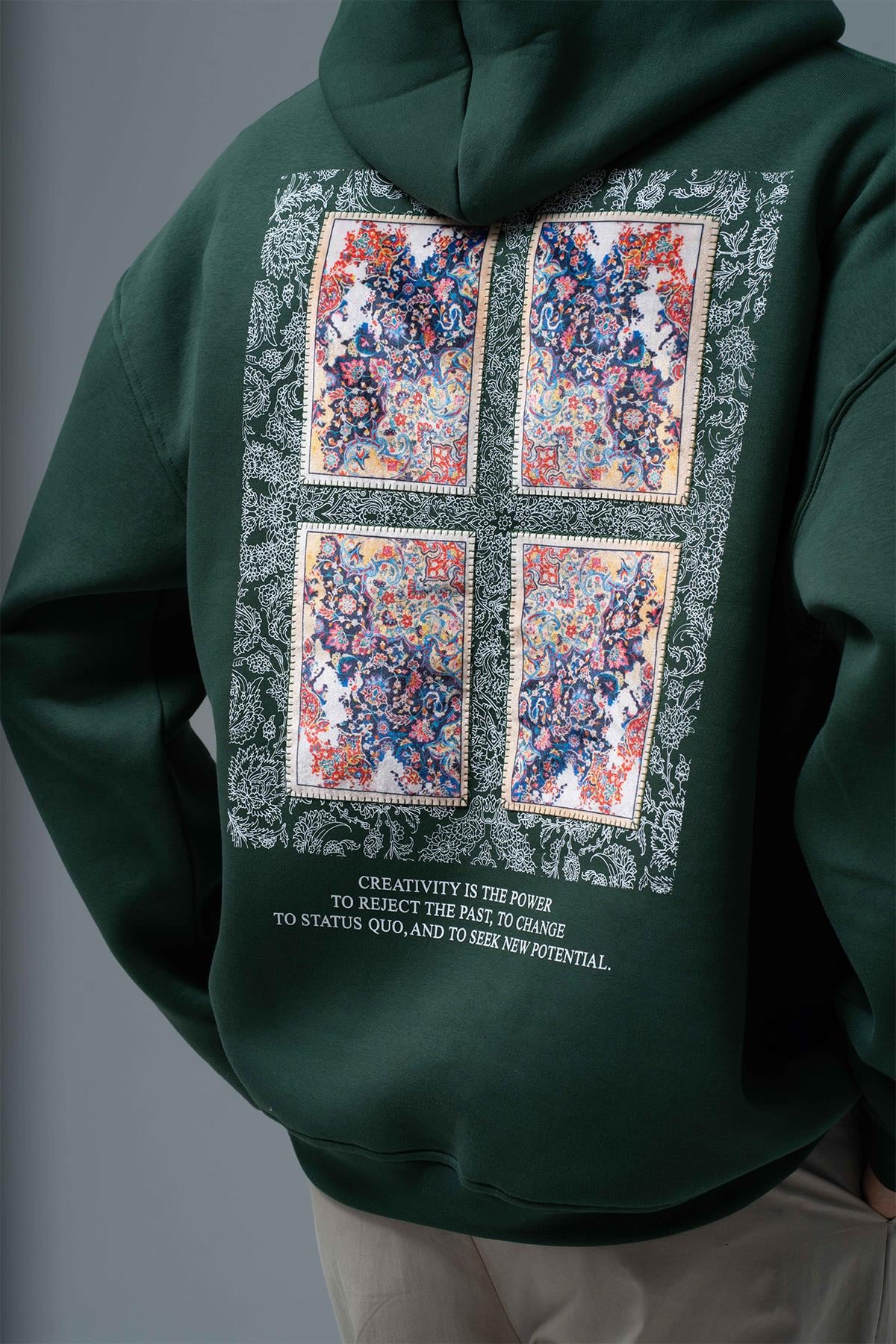 Endless Metamorphosis Oversize Sweatshirt Erkek Yeşil