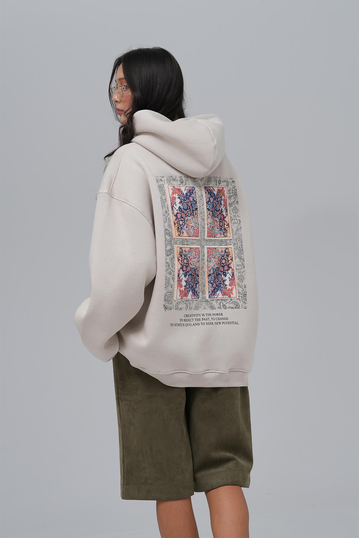 Endless Metamorphosis Oversize Sweatshirt Kadın Ekru