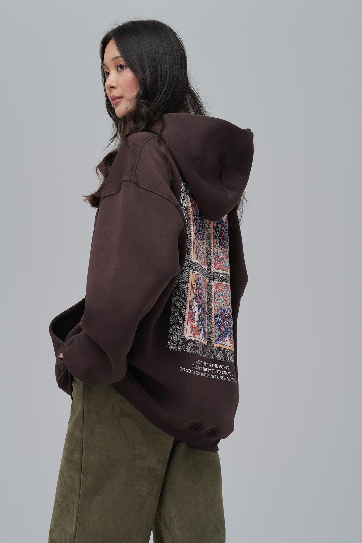 Endless Metamorphosis Oversize Sweatshirt Kadın Kahverengi