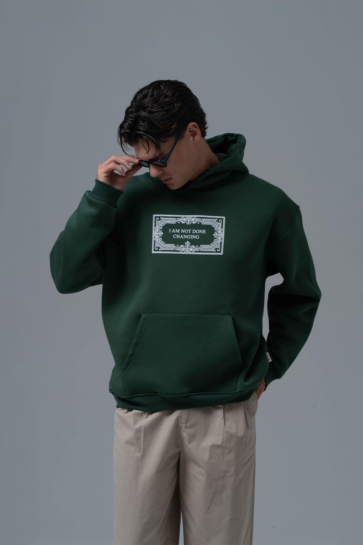 Endless Metamorphosis Oversize Sweatshirt Erkek Yeşil