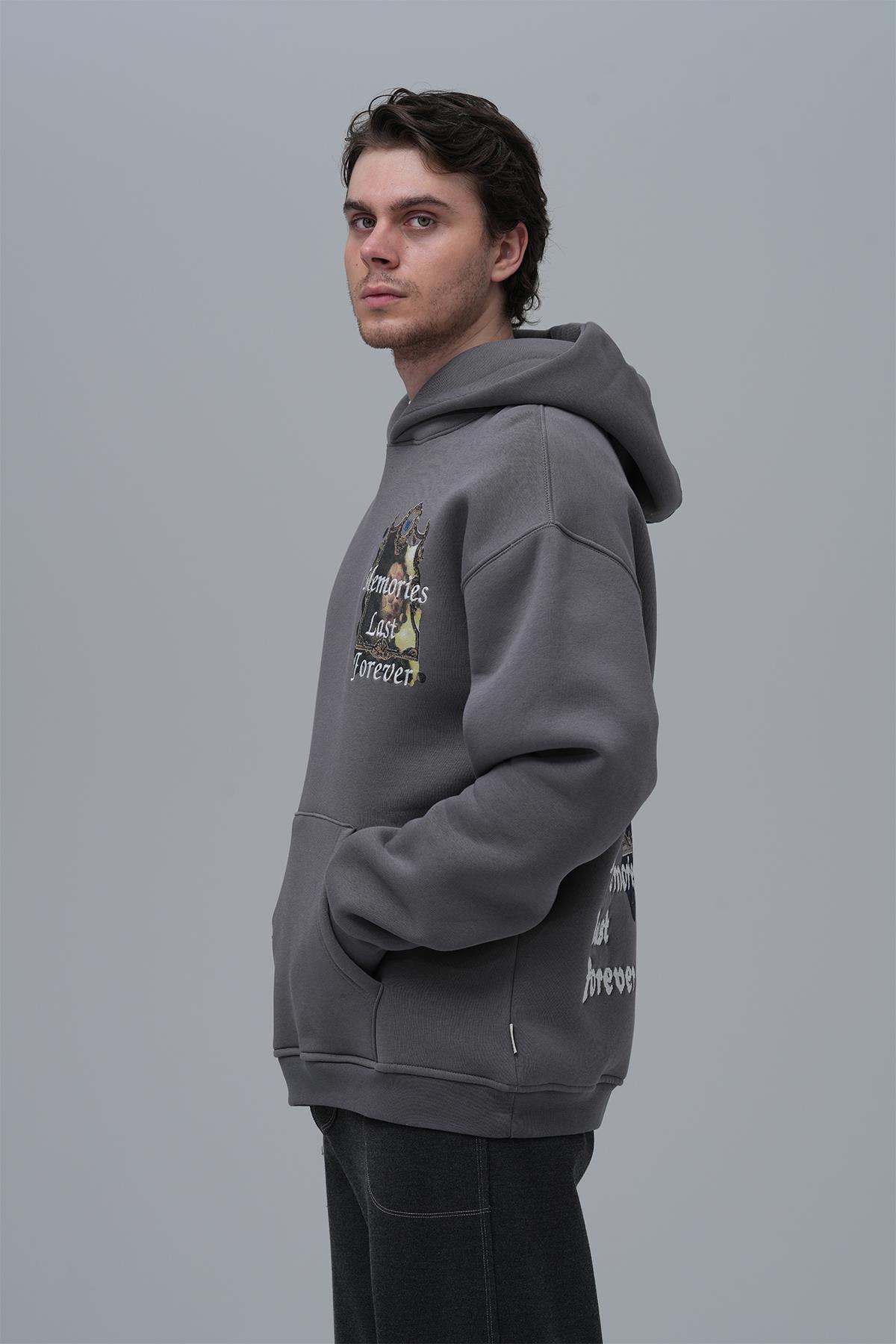 Eternal Frame Oversize Sweatshirt Erkek Füme