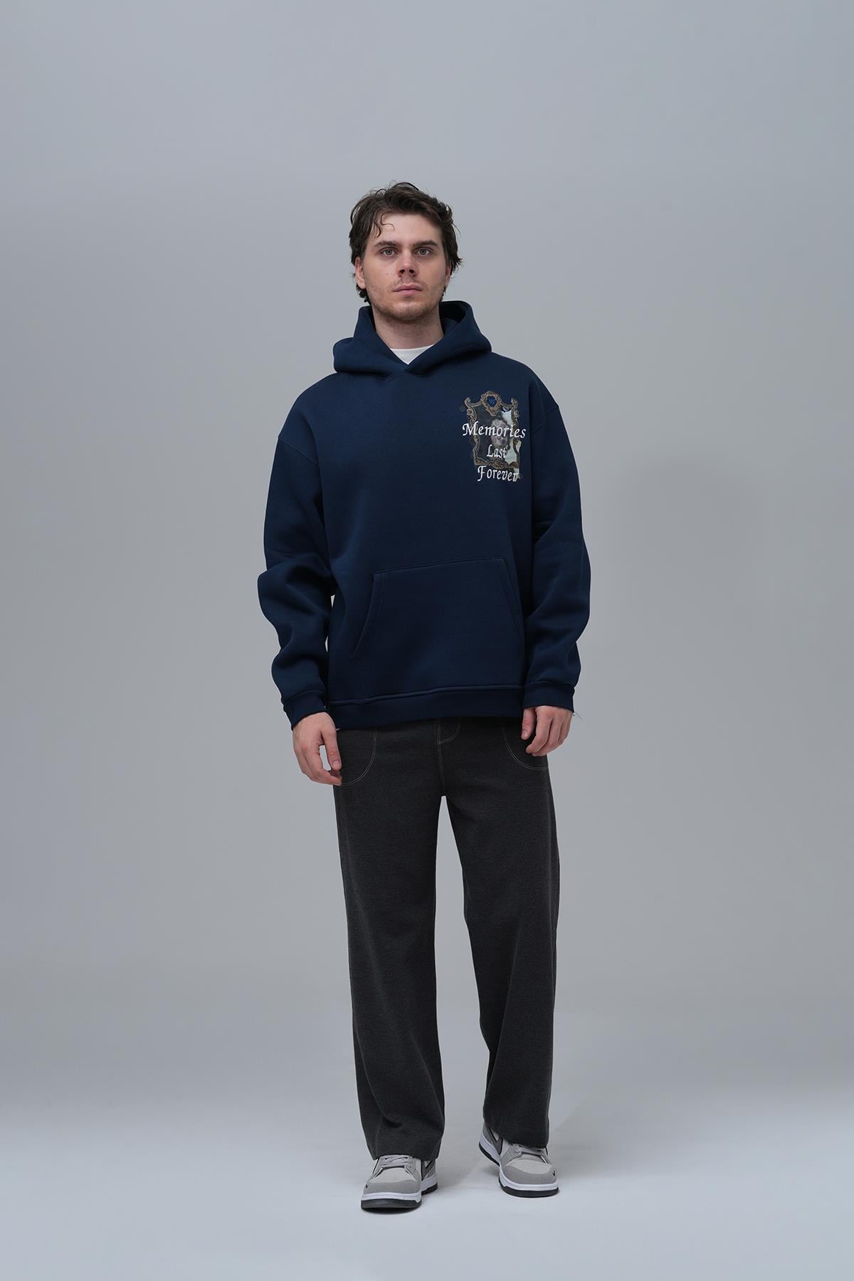 Eternal Frame Oversize Sweatshirt Erkek İndigo