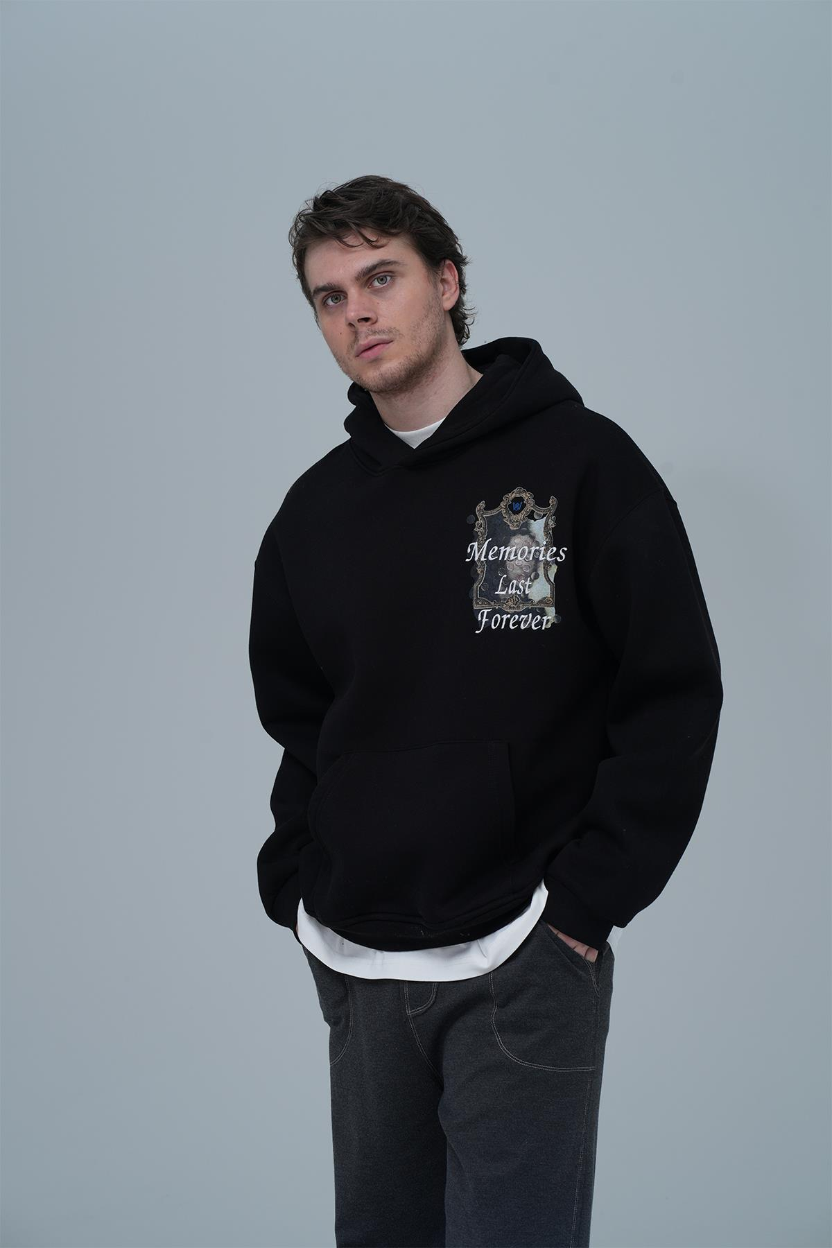 Eternal Frame Oversize Sweatshirt Erkek Siyah