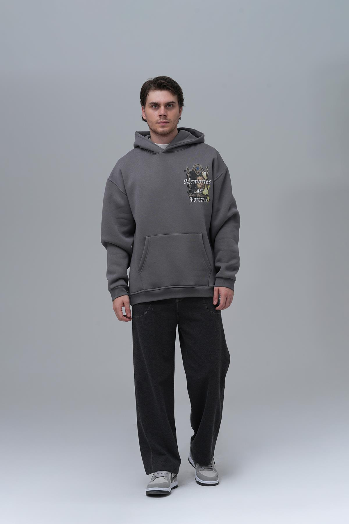 Eternal Frame Oversize Sweatshirt Erkek Füme