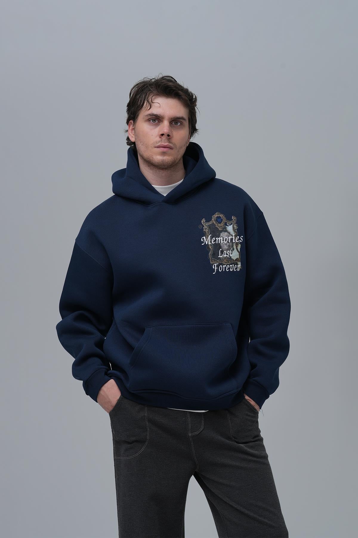 Eternal Frame Oversize Sweatshirt Erkek İndigo