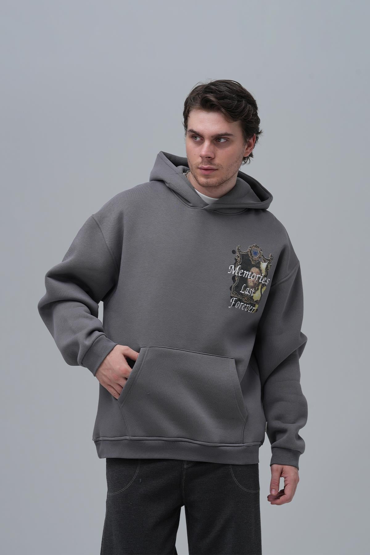 Eternal Frame Oversize Sweatshirt Erkek Füme