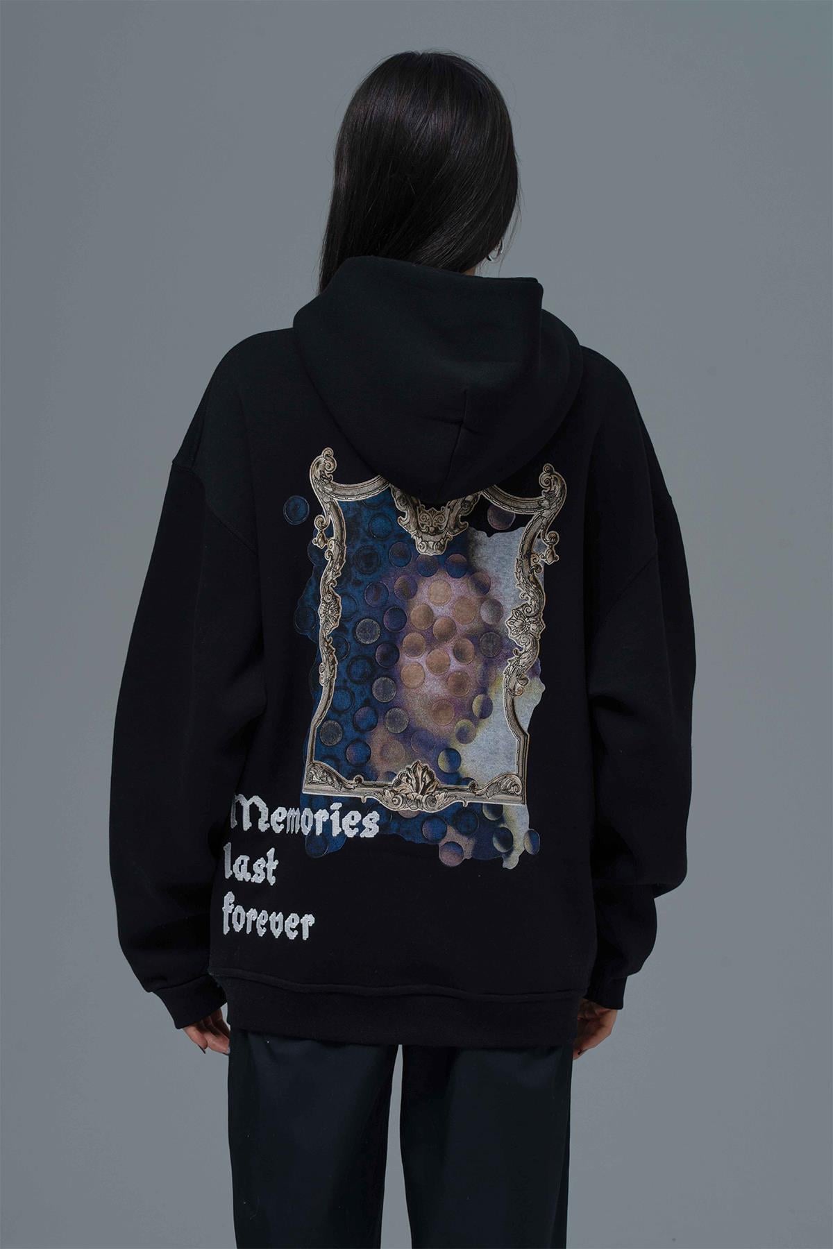 Eternal Frame Oversize Sweatshirt Kadın Siyah