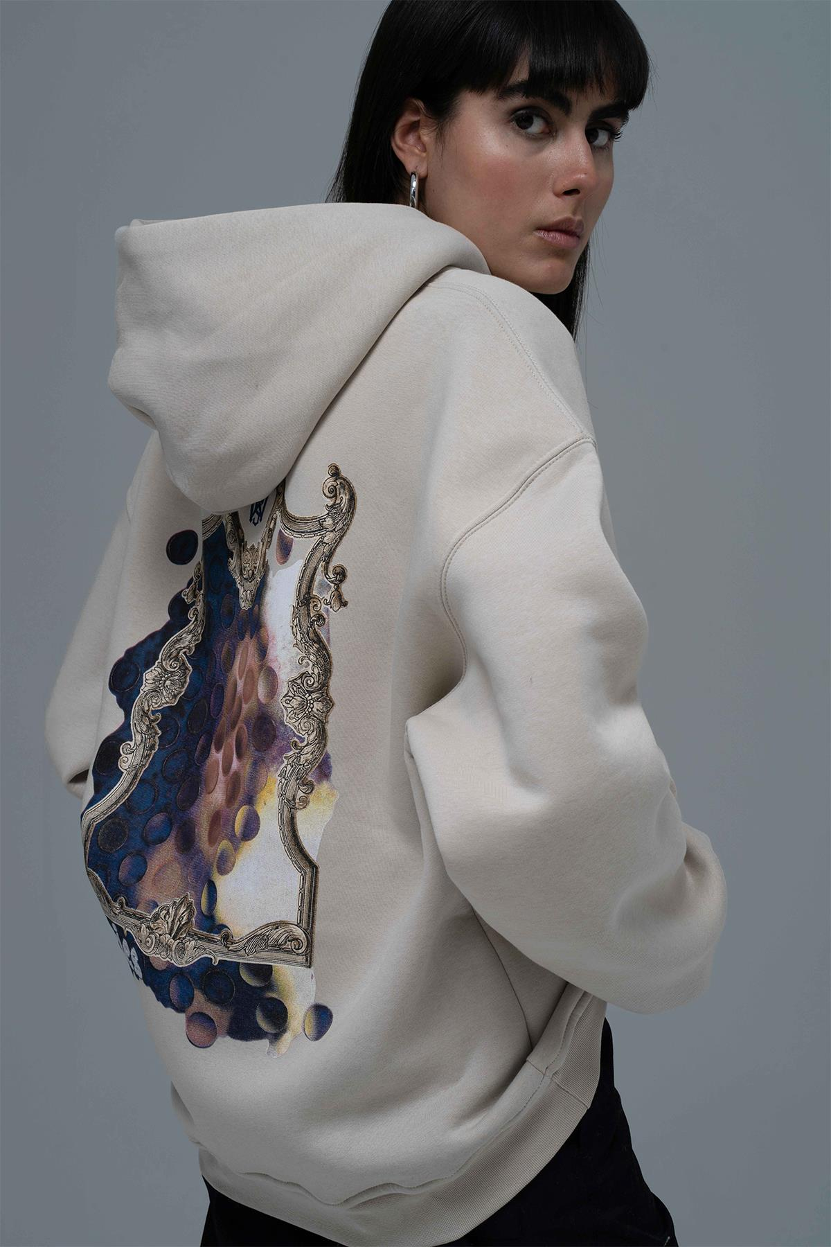 Eternal Frame Oversize Sweatshirt Kadın Ekru