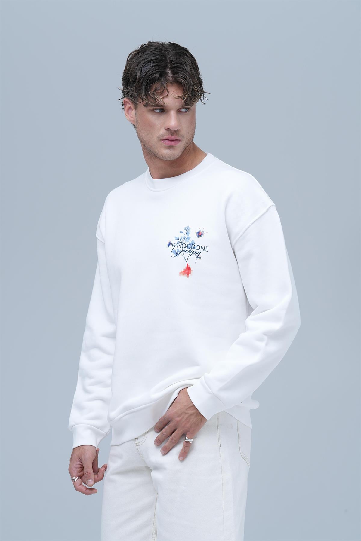 Evolving Oversize Sweatshirt Erkek Ekru