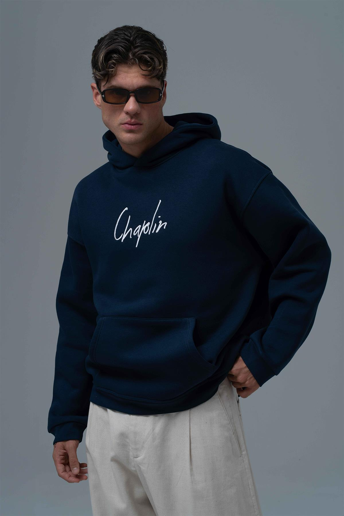Frames of Laughter Oversize Sweatshirt Erkek İndigo