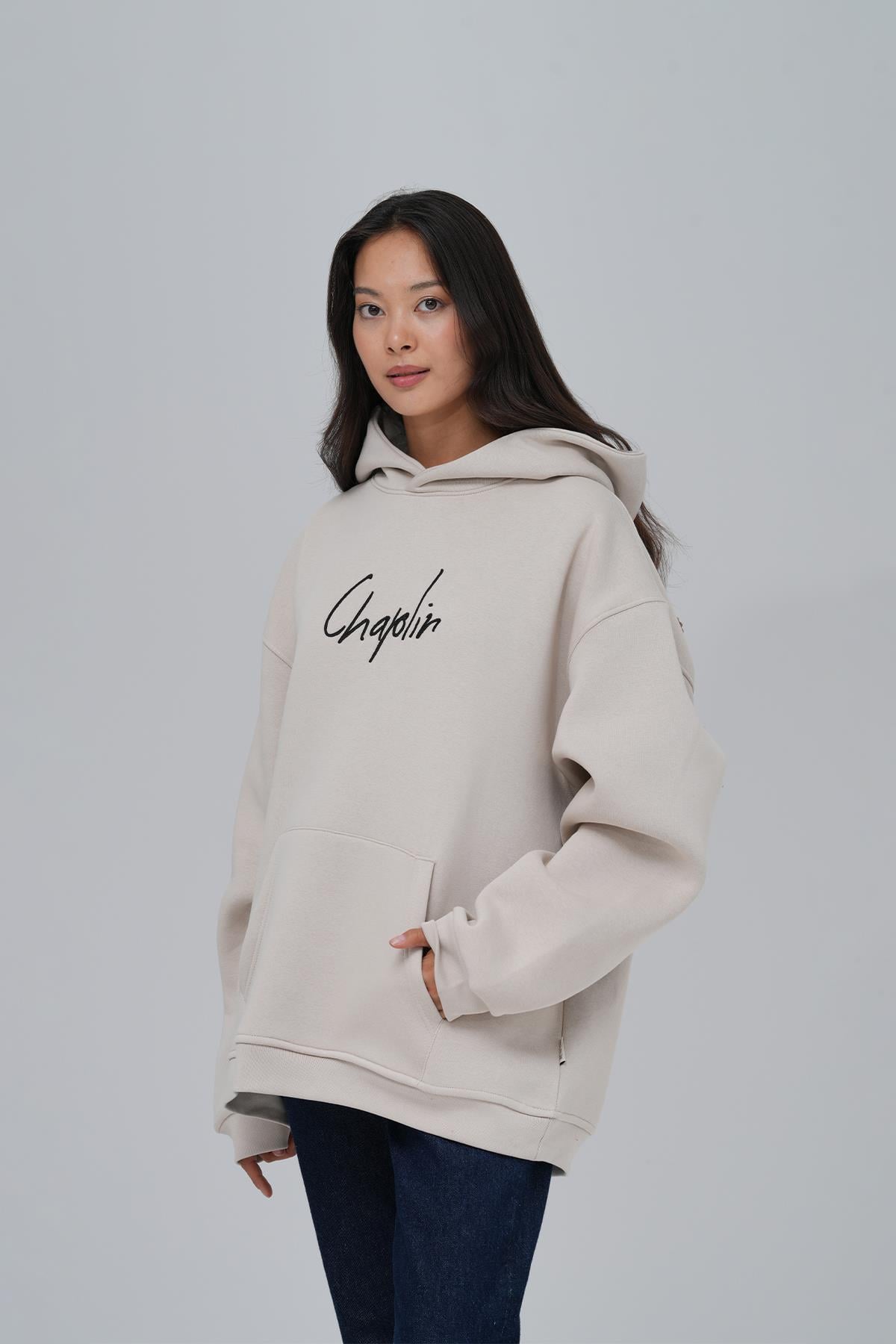 Frames of Laughter Oversize Sweatshirt Kadın Taş