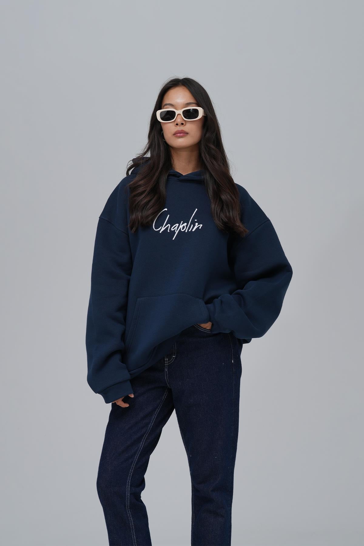 Frames of Laughter Oversize Sweatshirt Kadın İndigo