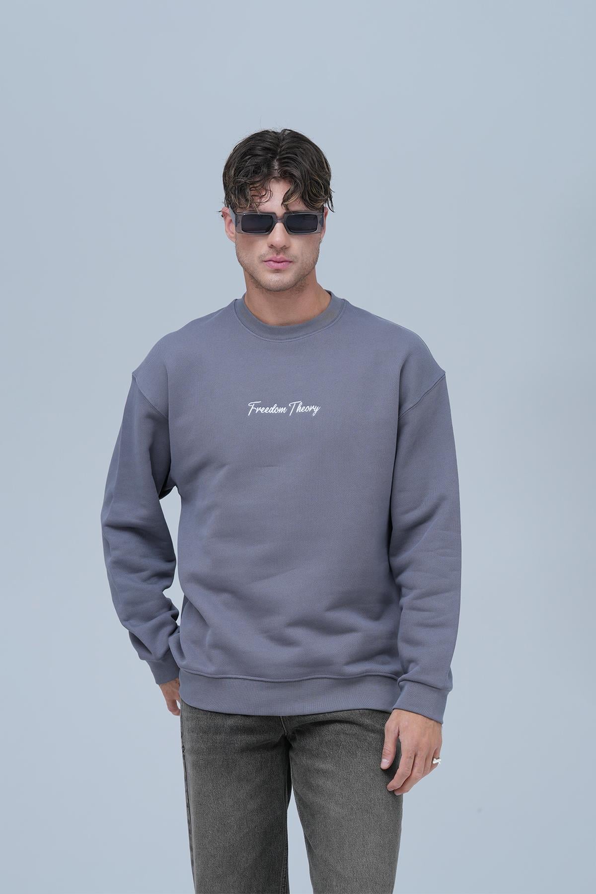 Freedom Theory Oversize Sweatshirt Erkek Füme