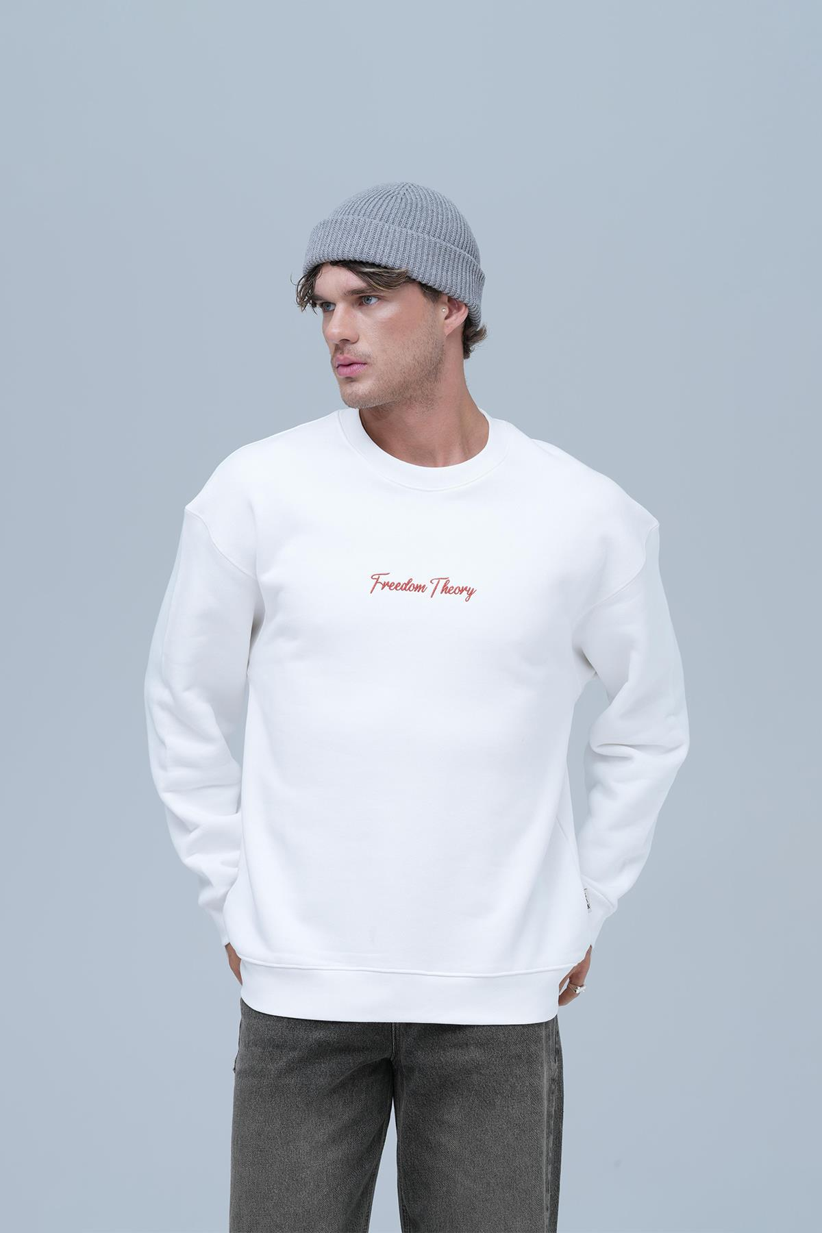 Freedom Theory Oversize Sweatshirt Erkek Ekru