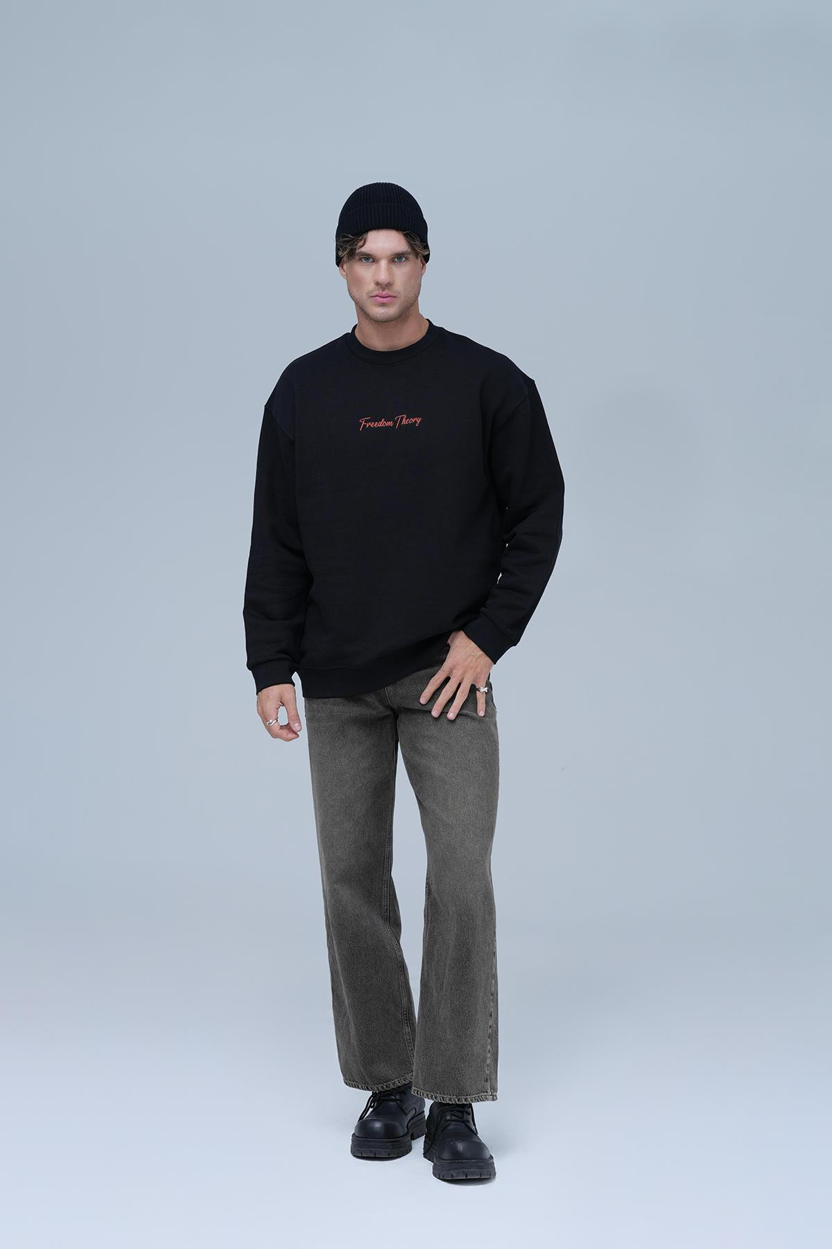 Freedom Theory Oversize Sweatshirt Erkek Siyah