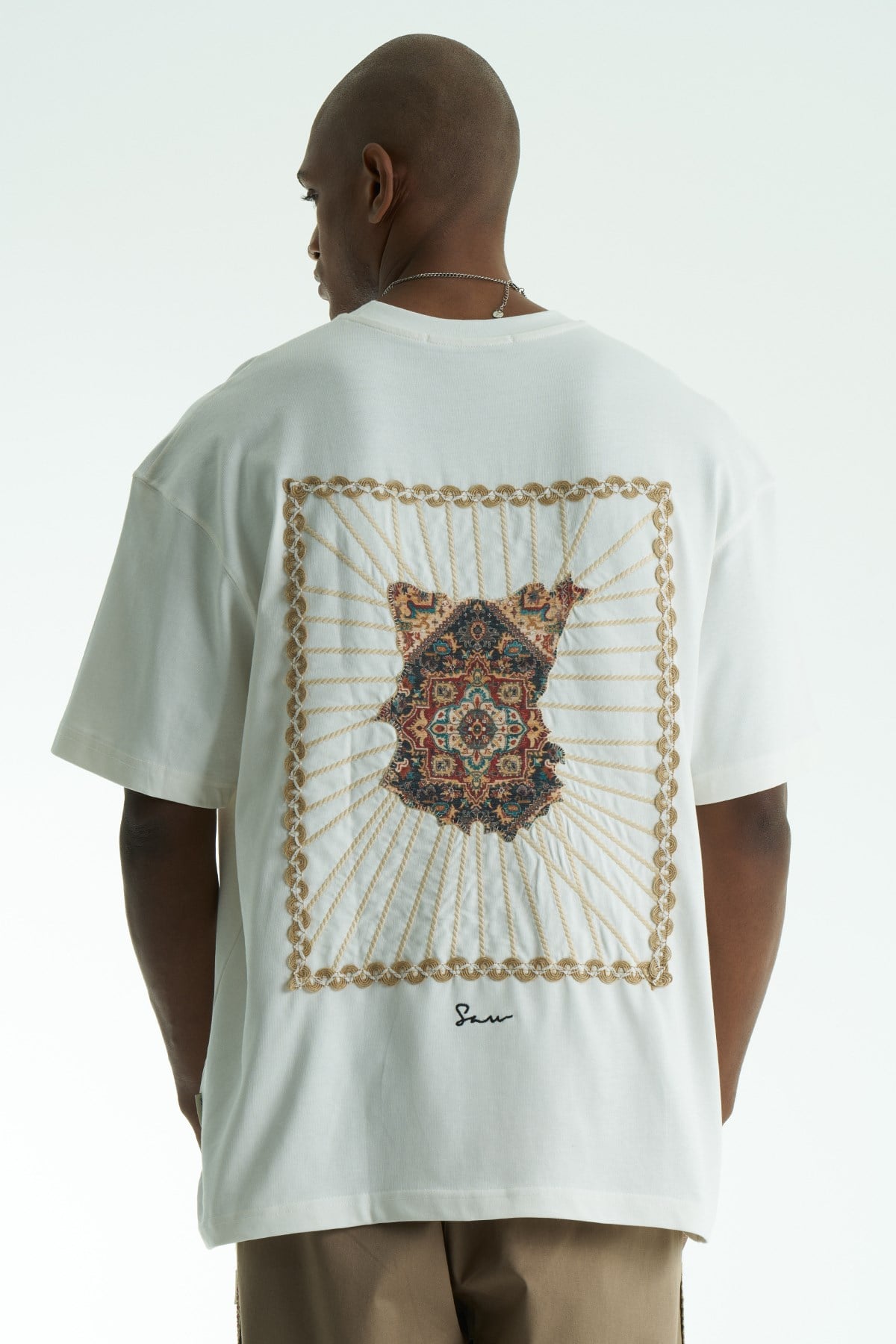 Heritage Oversize Erkek Tişört Ekru