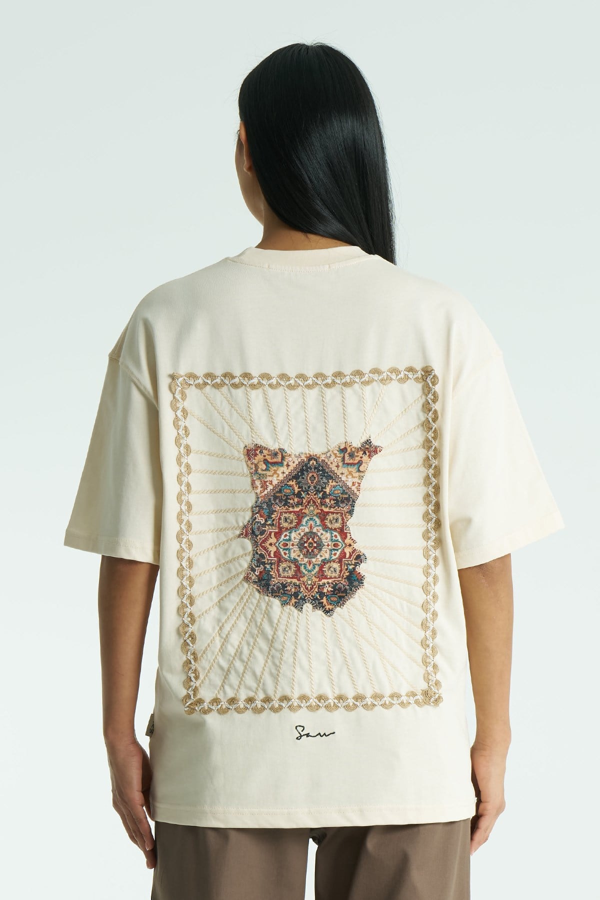Heritage Oversize Kadın Tişört Stone